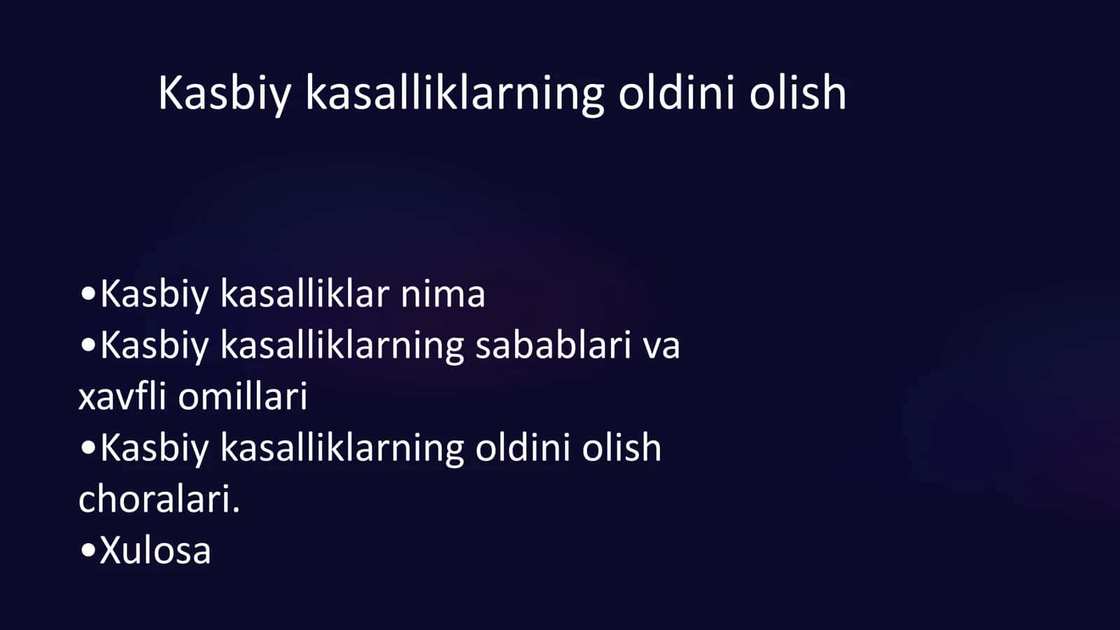 Kasbiy kasalliklarning oldini olish