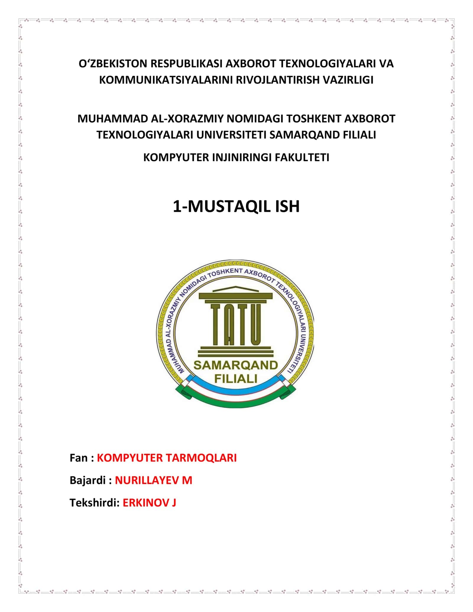 KOMPYUTER TARMOQLARI