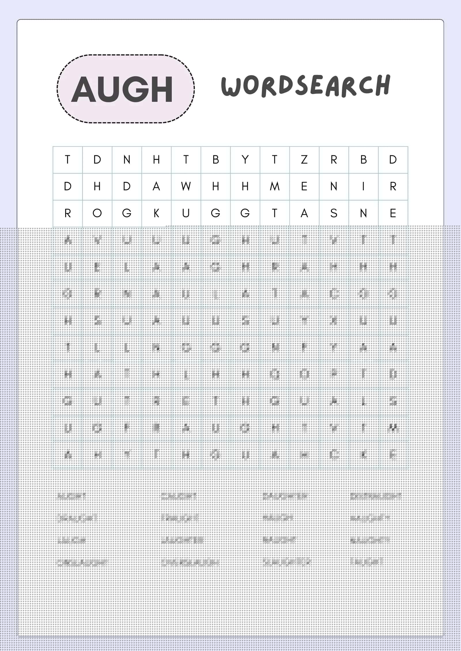 Ingliz tili Fonetika O‘yini: -AUGH- So‘z Qidirish (Wordsearch) — Chop etishga tayyor (PDF)