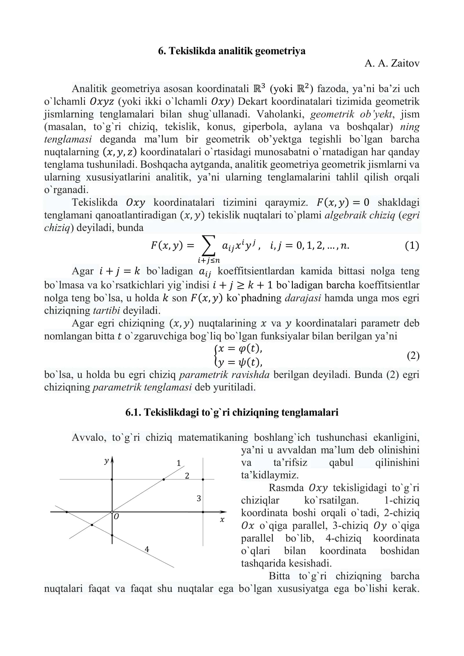 Tekislikda analitik geometriya