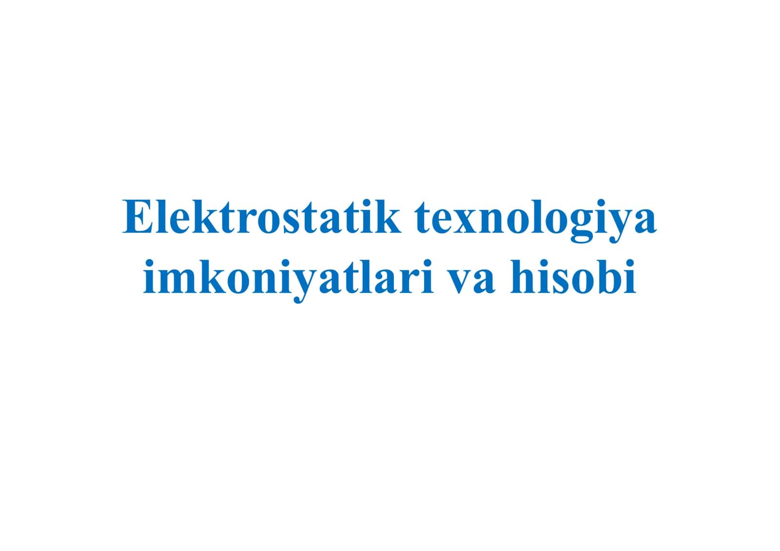 Elektrostatik texnologiya