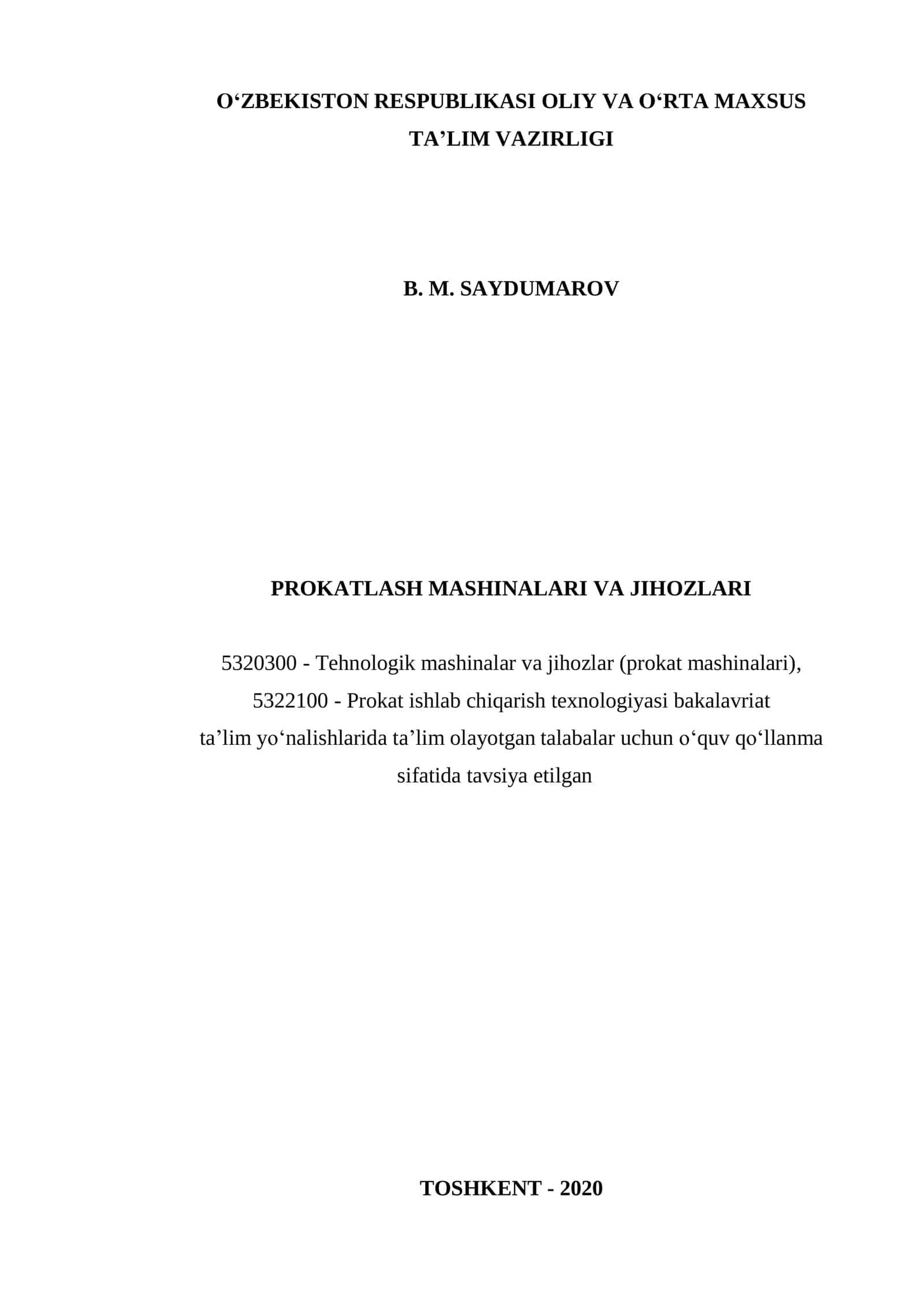Prokatlash mashinalari va jihozlari