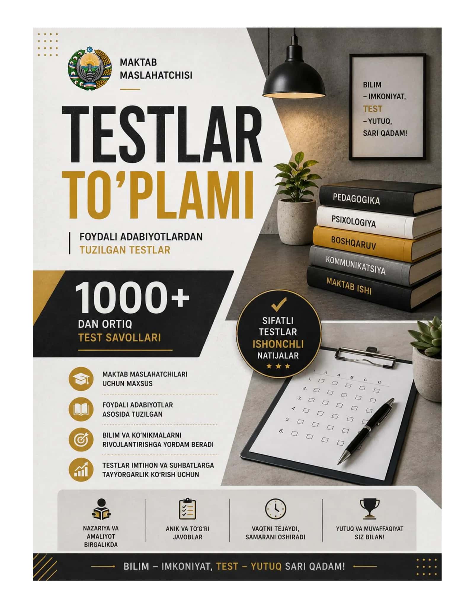 Maktab maslahatchisi 1000 ta test