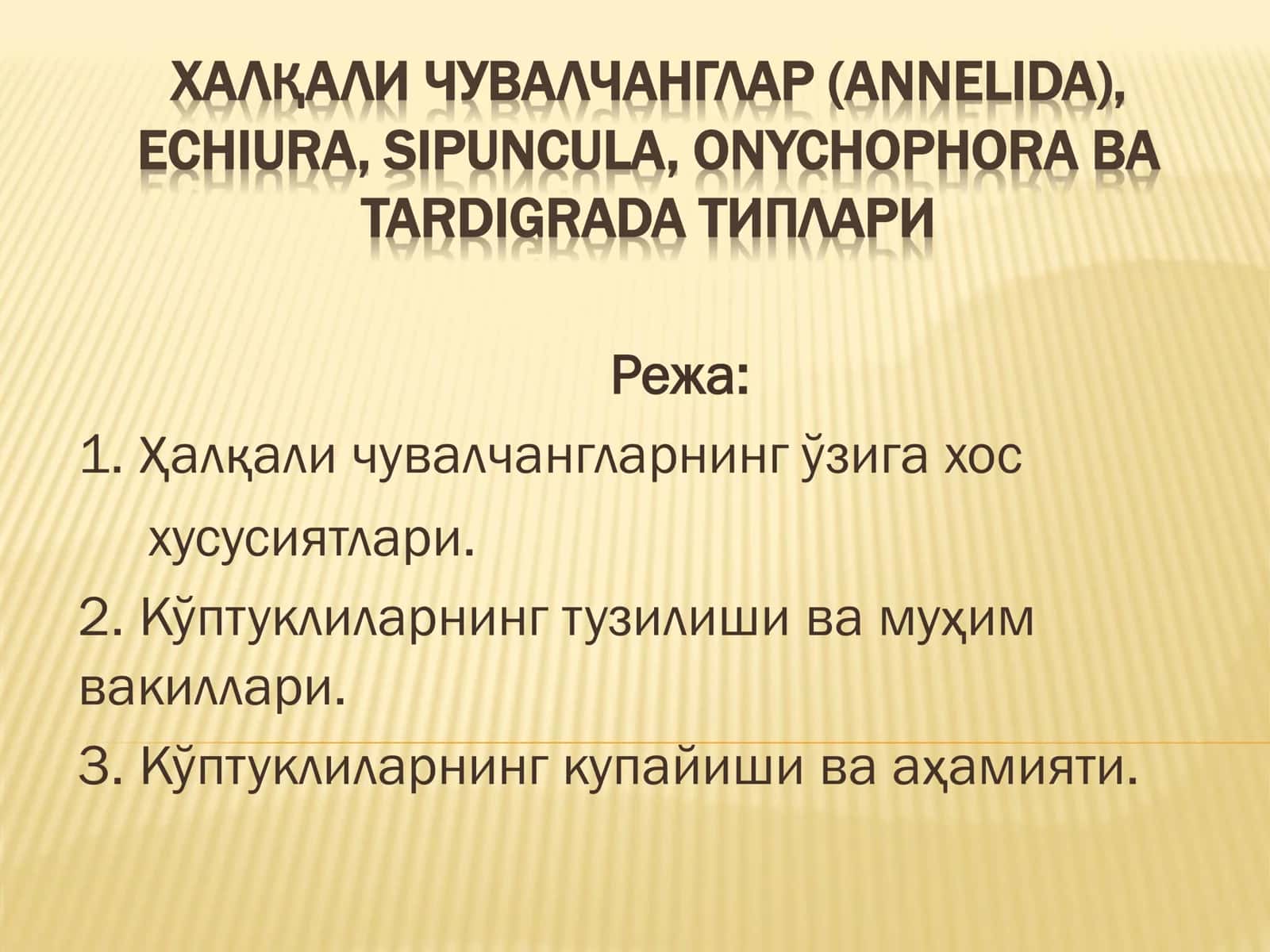 ХАЛҚАЛИ ЧУВАЛЧАНГЛАР (ANNELIDA)