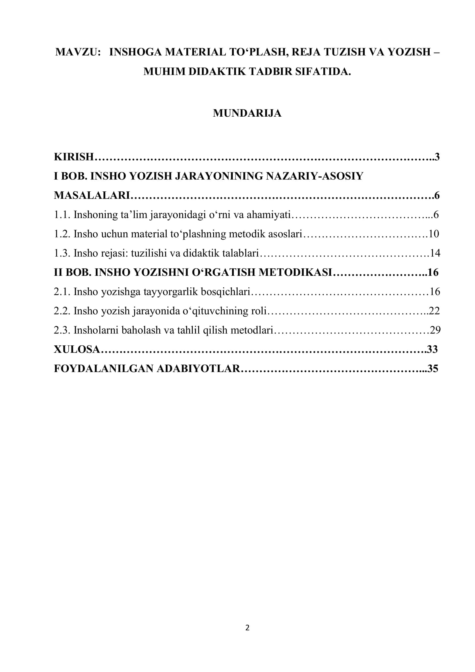 INSHOGA MATERIAL TO‘PLASH, REJA TUZISH VA YOZISH – MUHIM DIDAKTIK TADBIR SIFATIDA