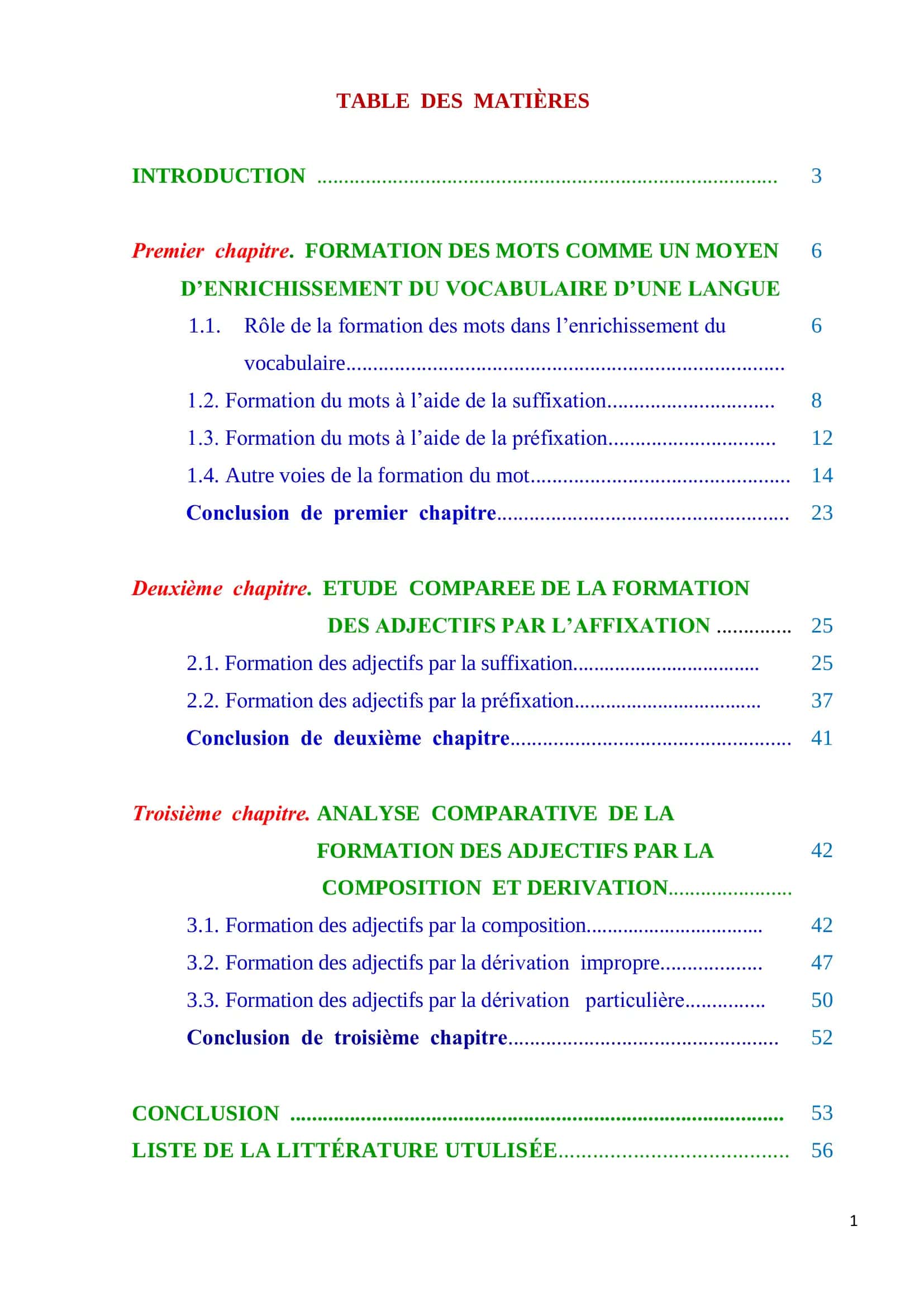 ETUDE COMPAREE DE LA FORMATION
