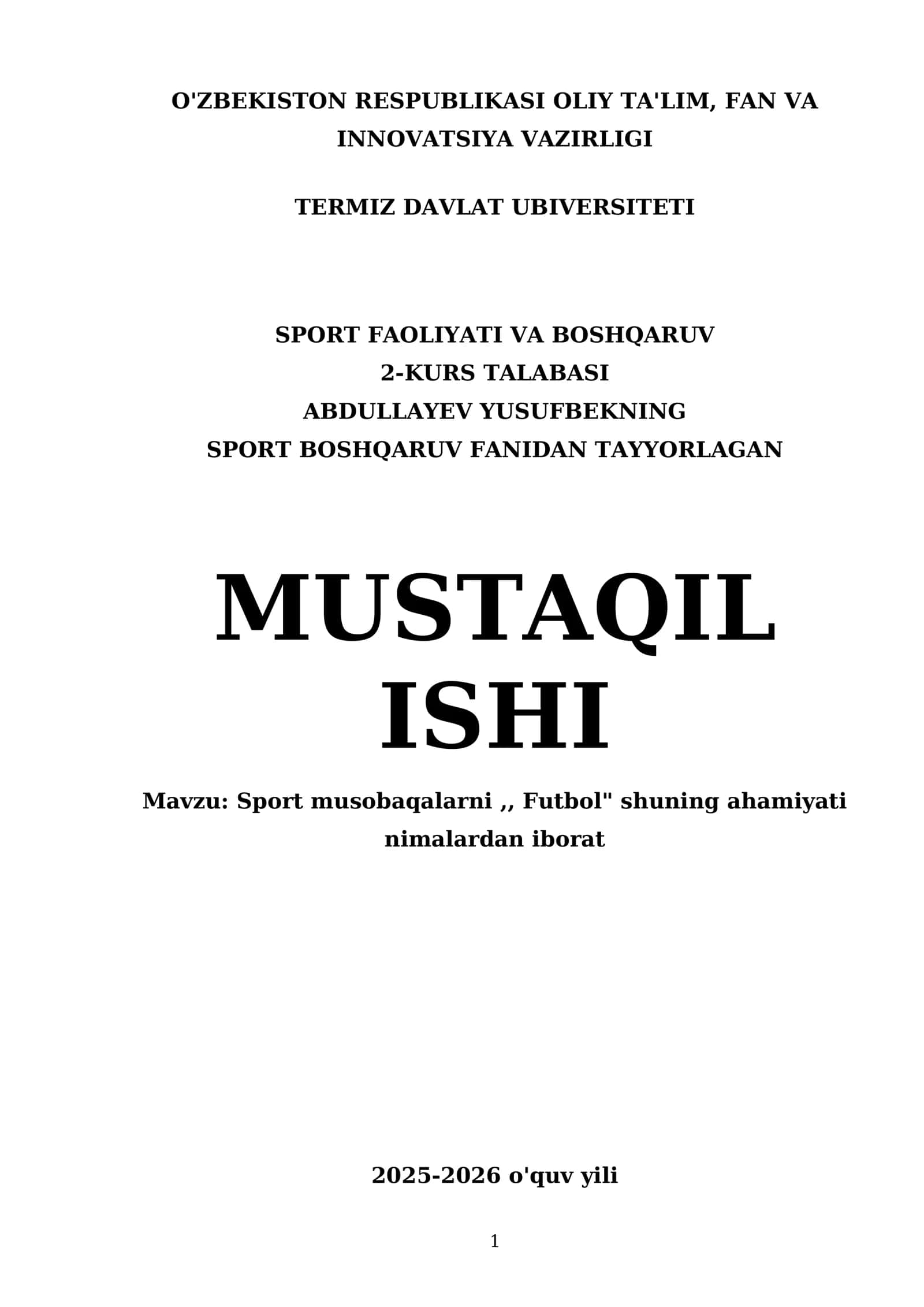 Sport musobaqalarni,, Futbol" shuning ahamiyati