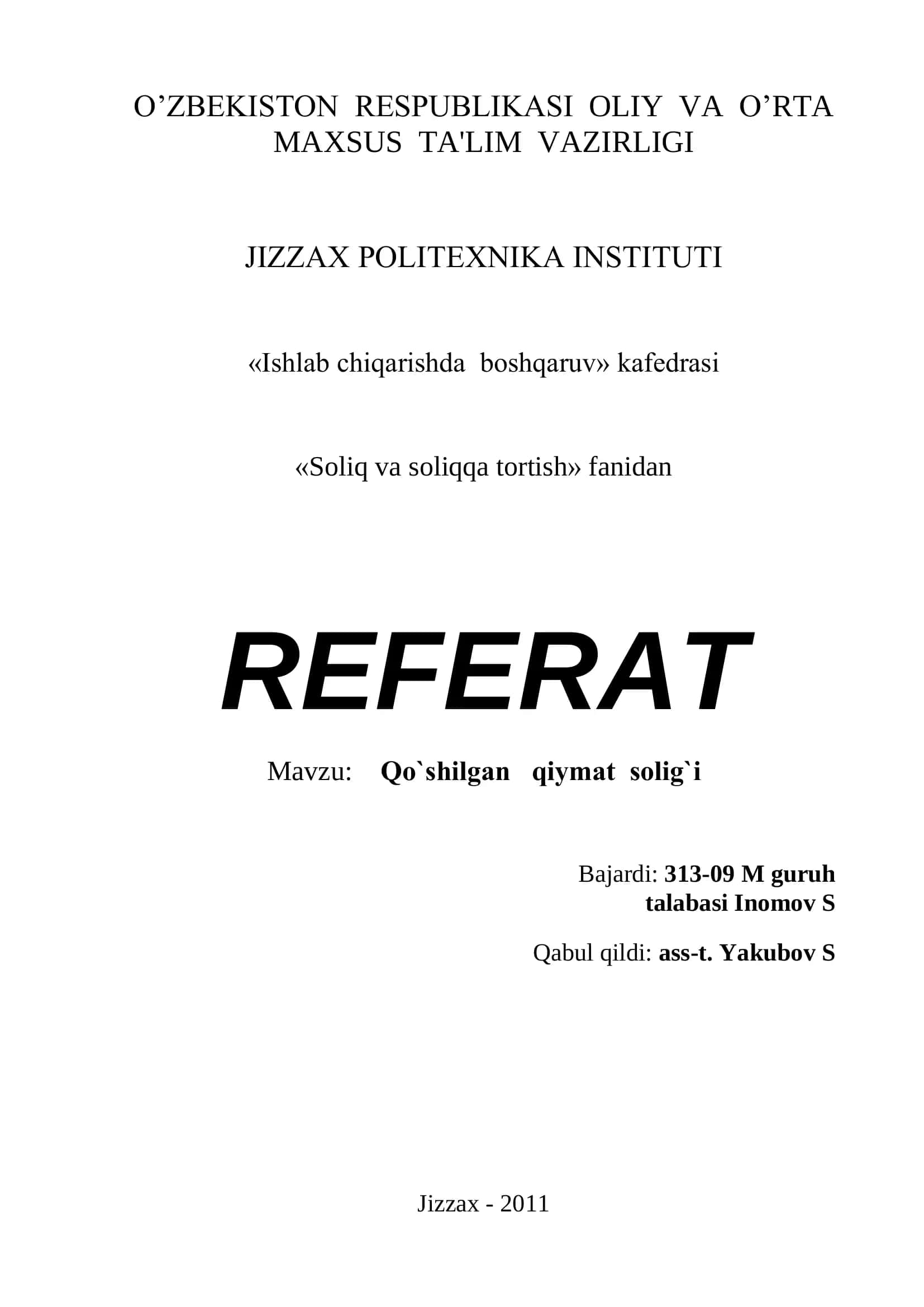 Qo`shilgаn qiymаt sоlig`i