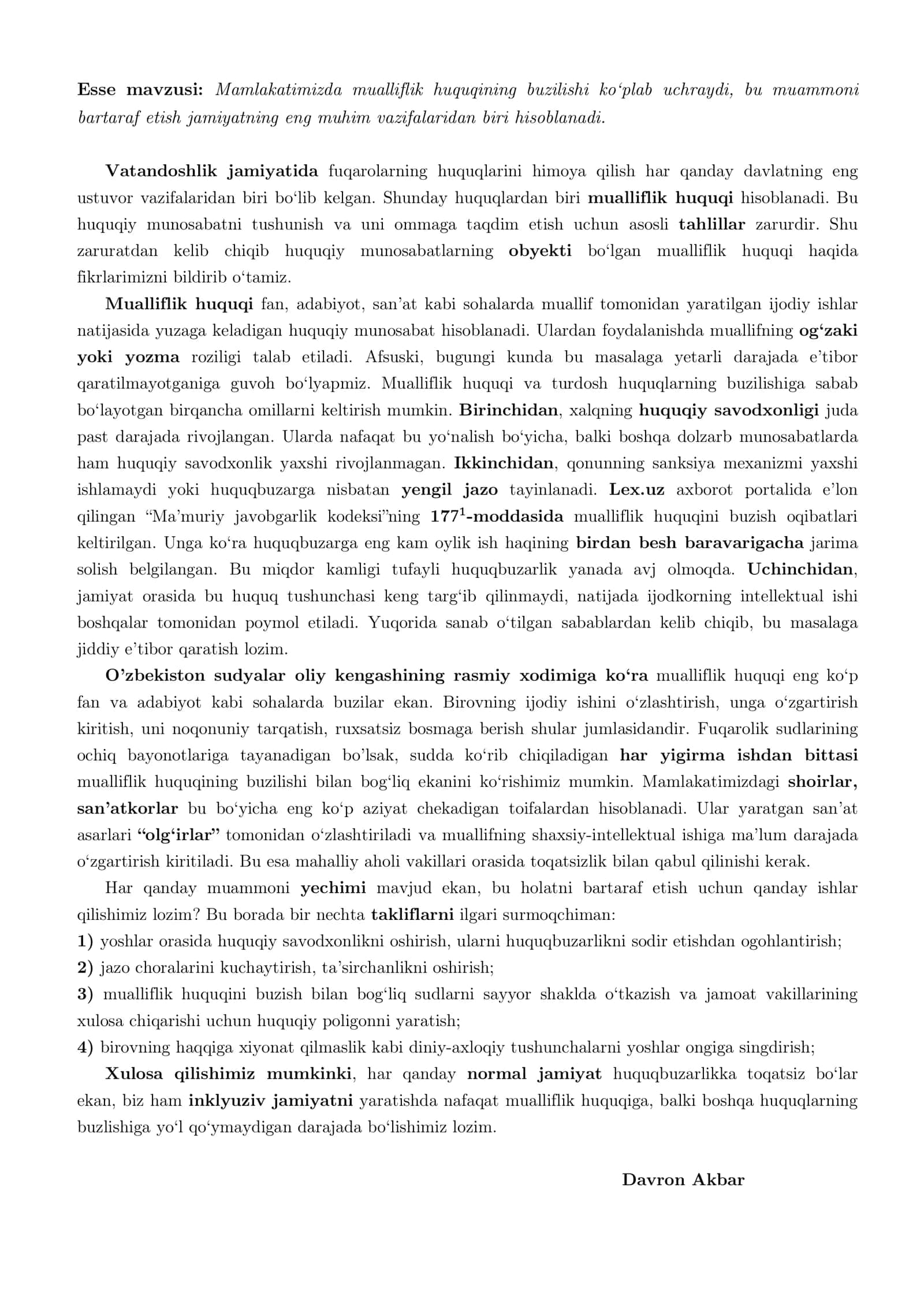 Mualliflik huquqining buzilishi