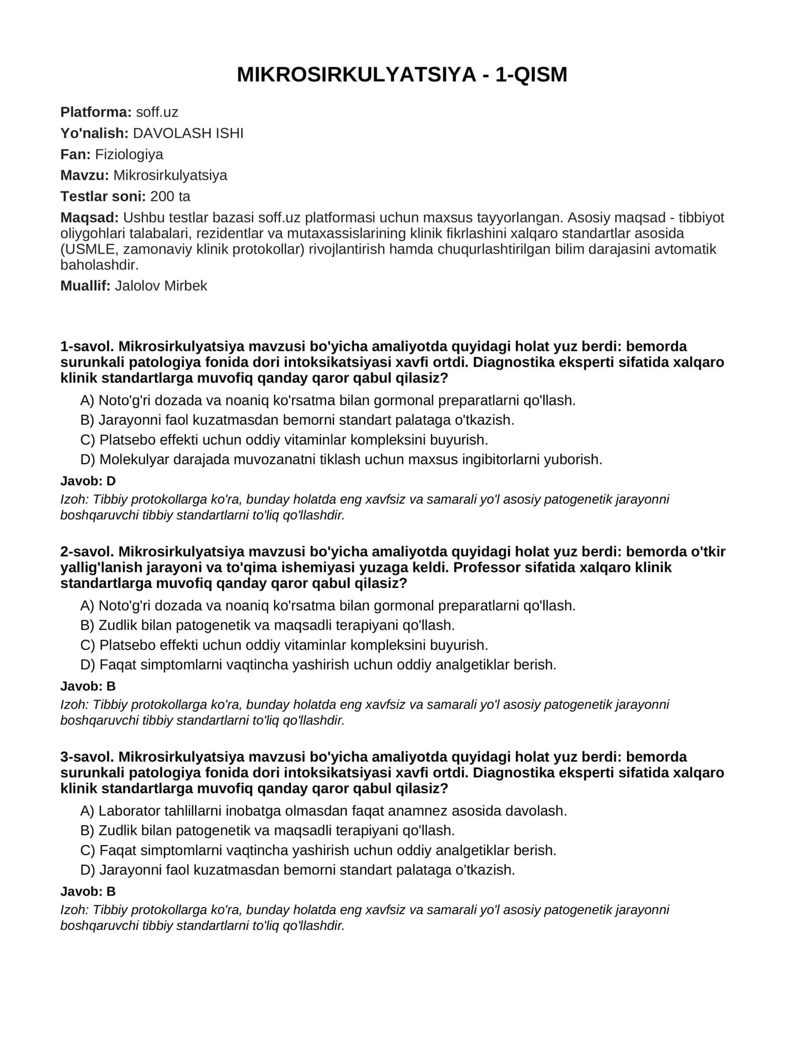 MIKROSIRKULYATSIYA - 1-QISM