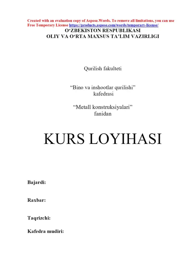 To‘sinlar kurs ishi