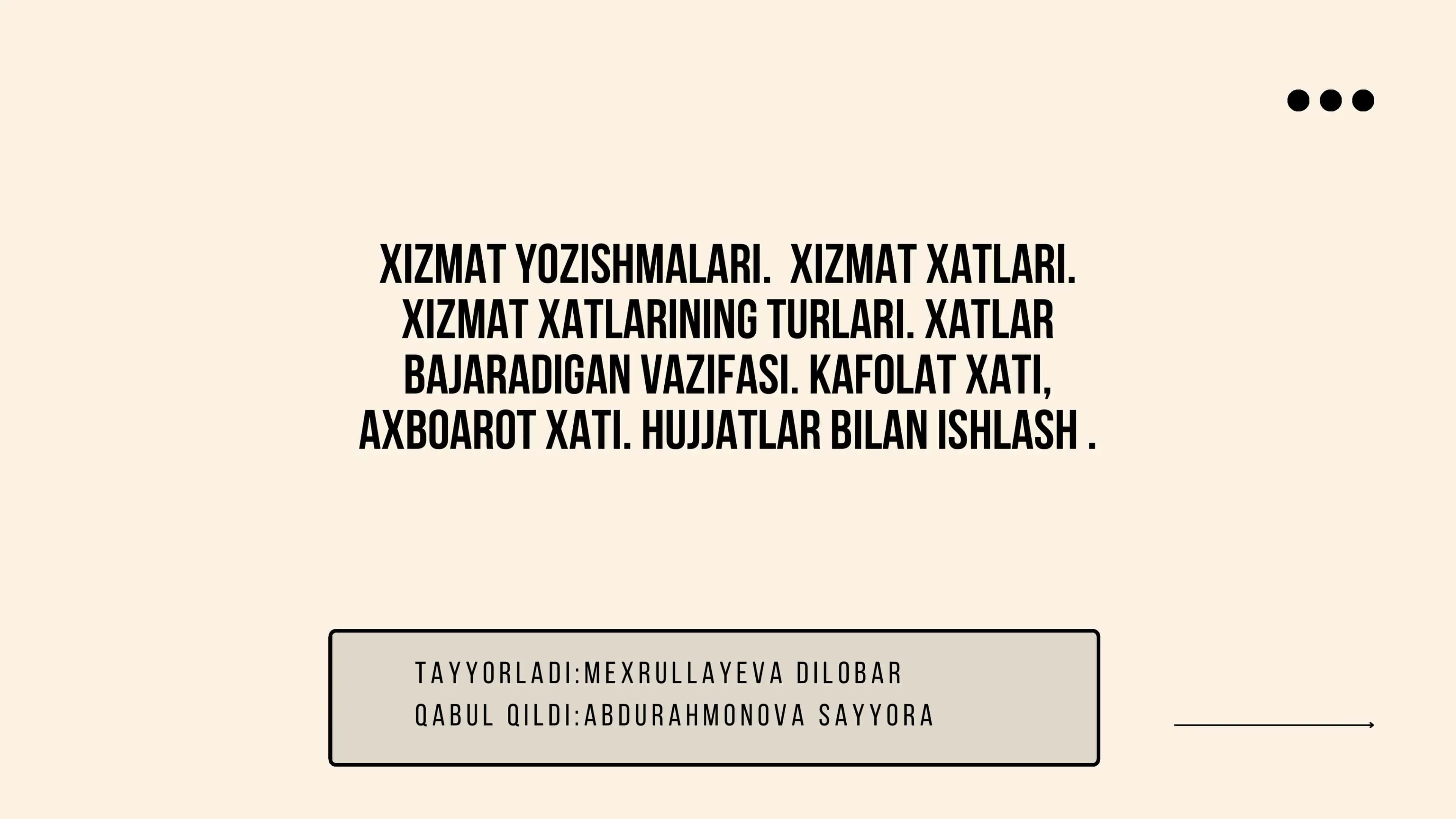 XIZMAT YOZISHMALARI