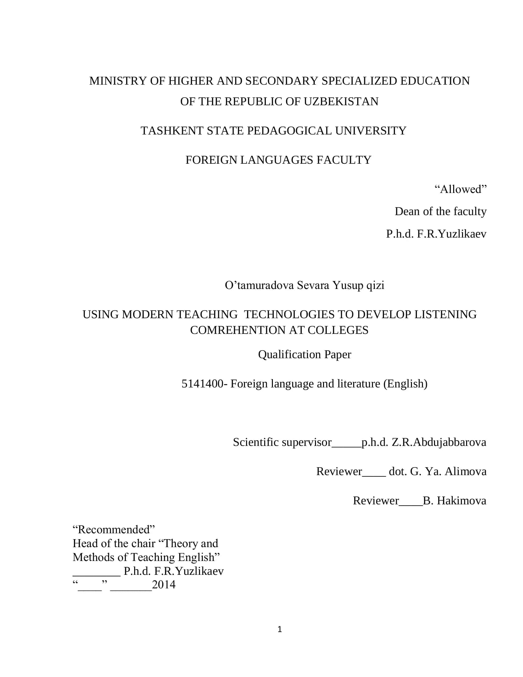 USING MODERN TEACHING TECHNOLOGIES TO DEVELOP LISTENING COMPREHENTION AT COLLEGES