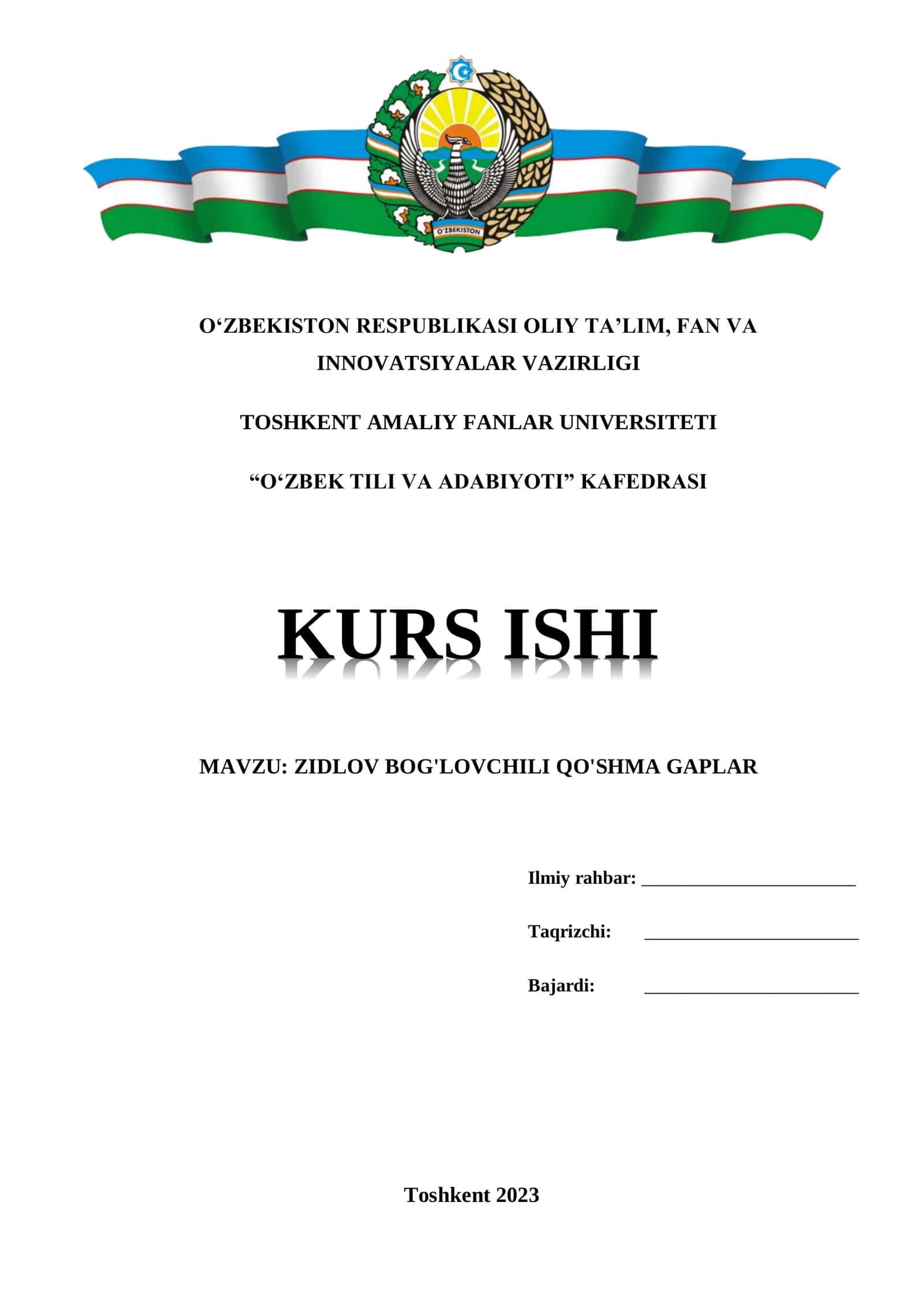 ZIDLOV BOG'LOVCHILI QO'SHMA GAPLAR