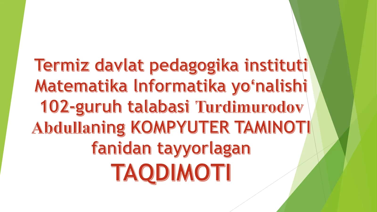 Tizimli blok qismlari bilan tanishish