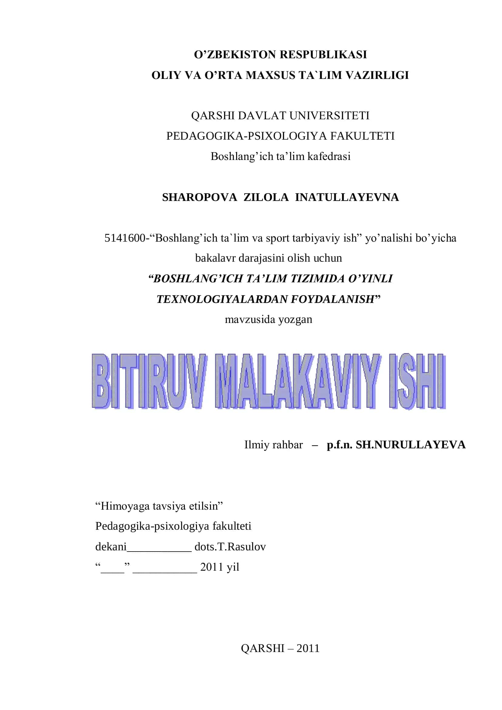 Himoyaga tavsiya etilsin