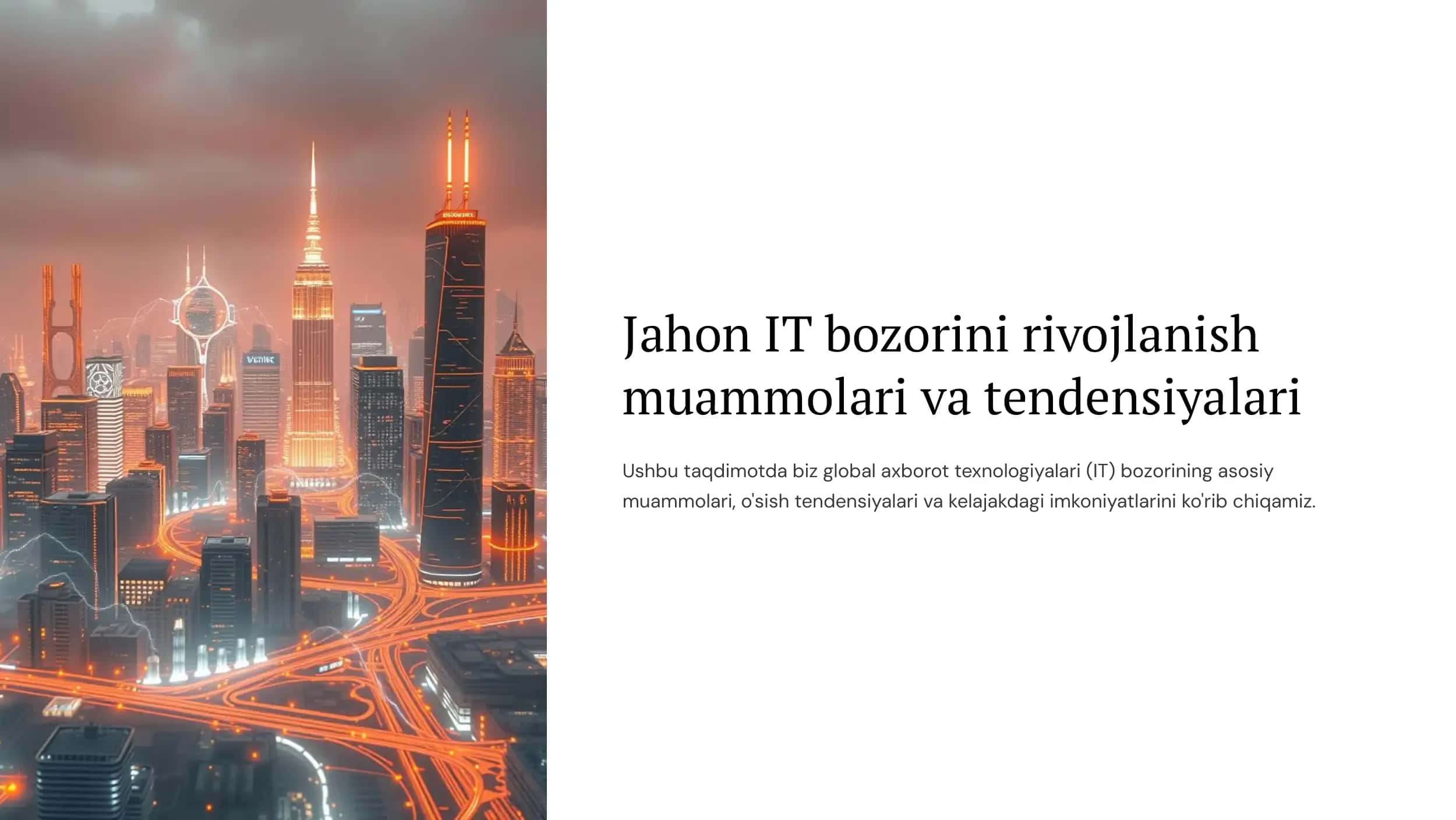 Jahon IT bozorini rivojlanish muammolari va tendensiyalari