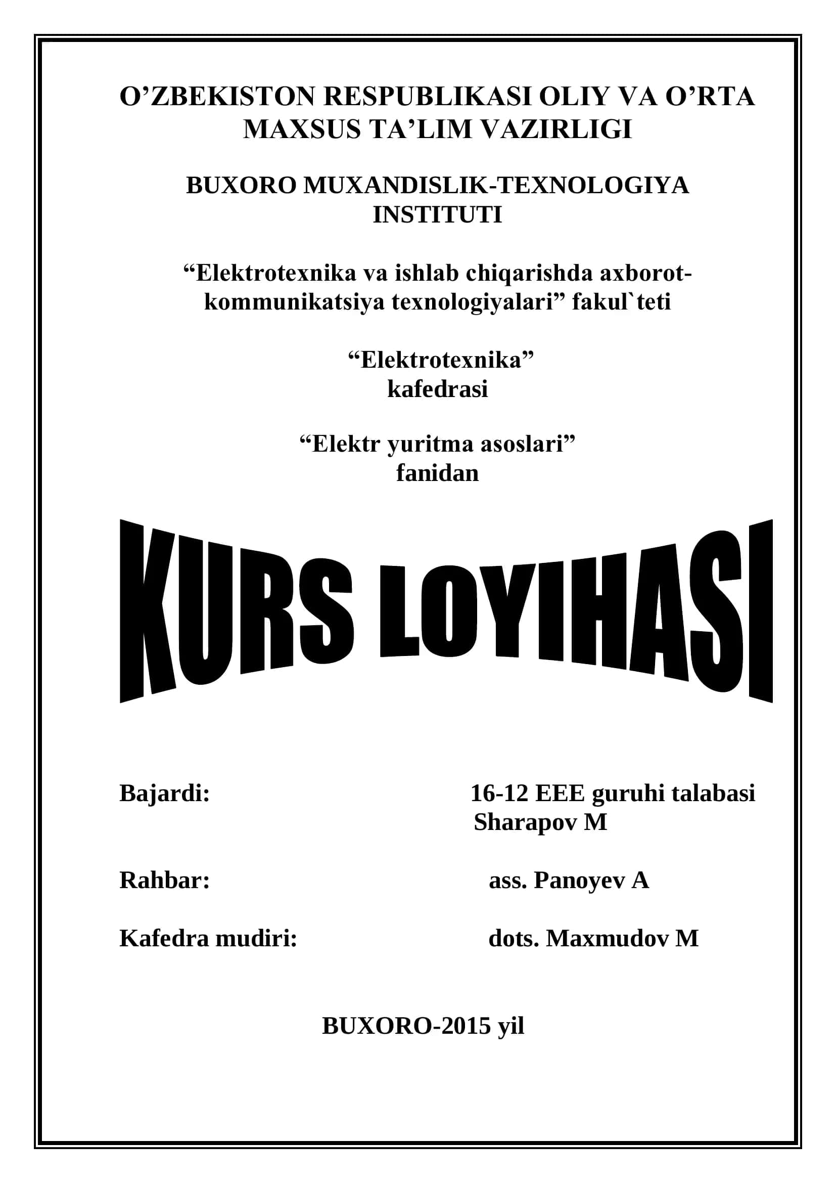Elektr yuritma asoslari