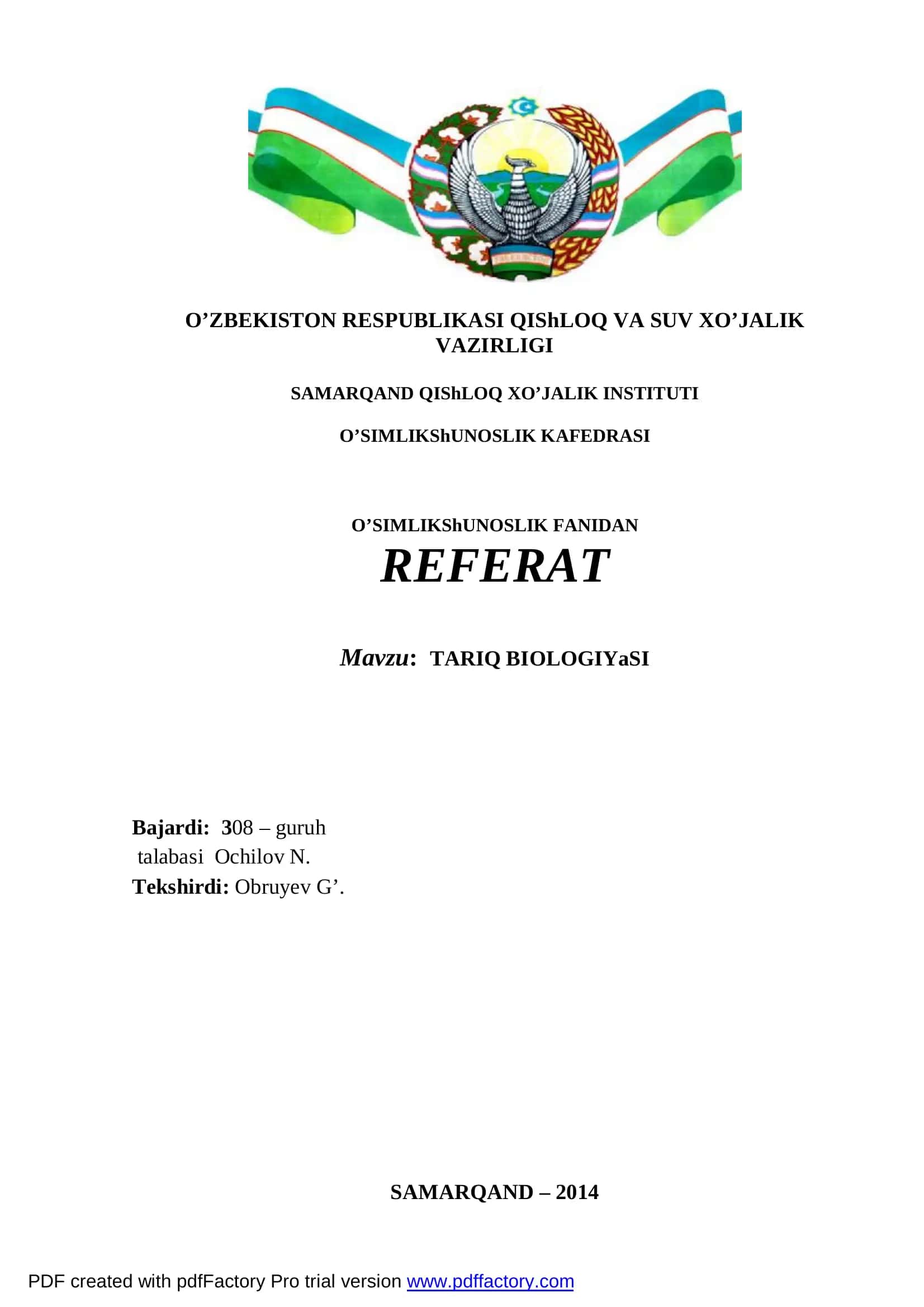 Tariq biologiyasi