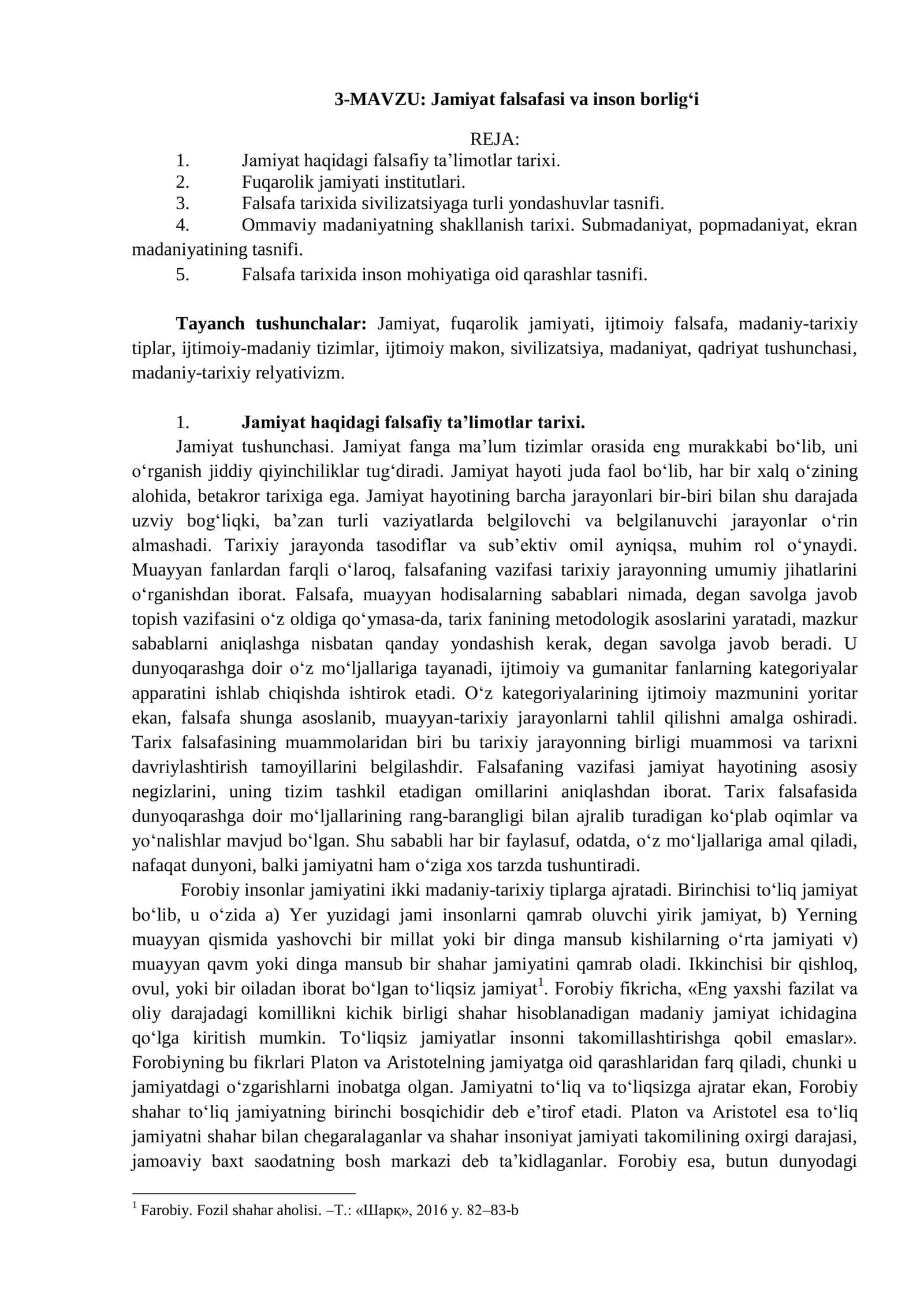 Jamiyat falsafasi va inson borlig‘i