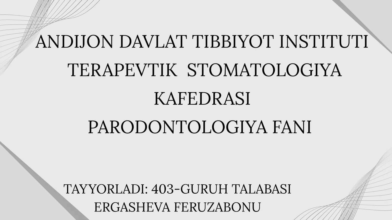 PARODONTOLOGIYA FANI