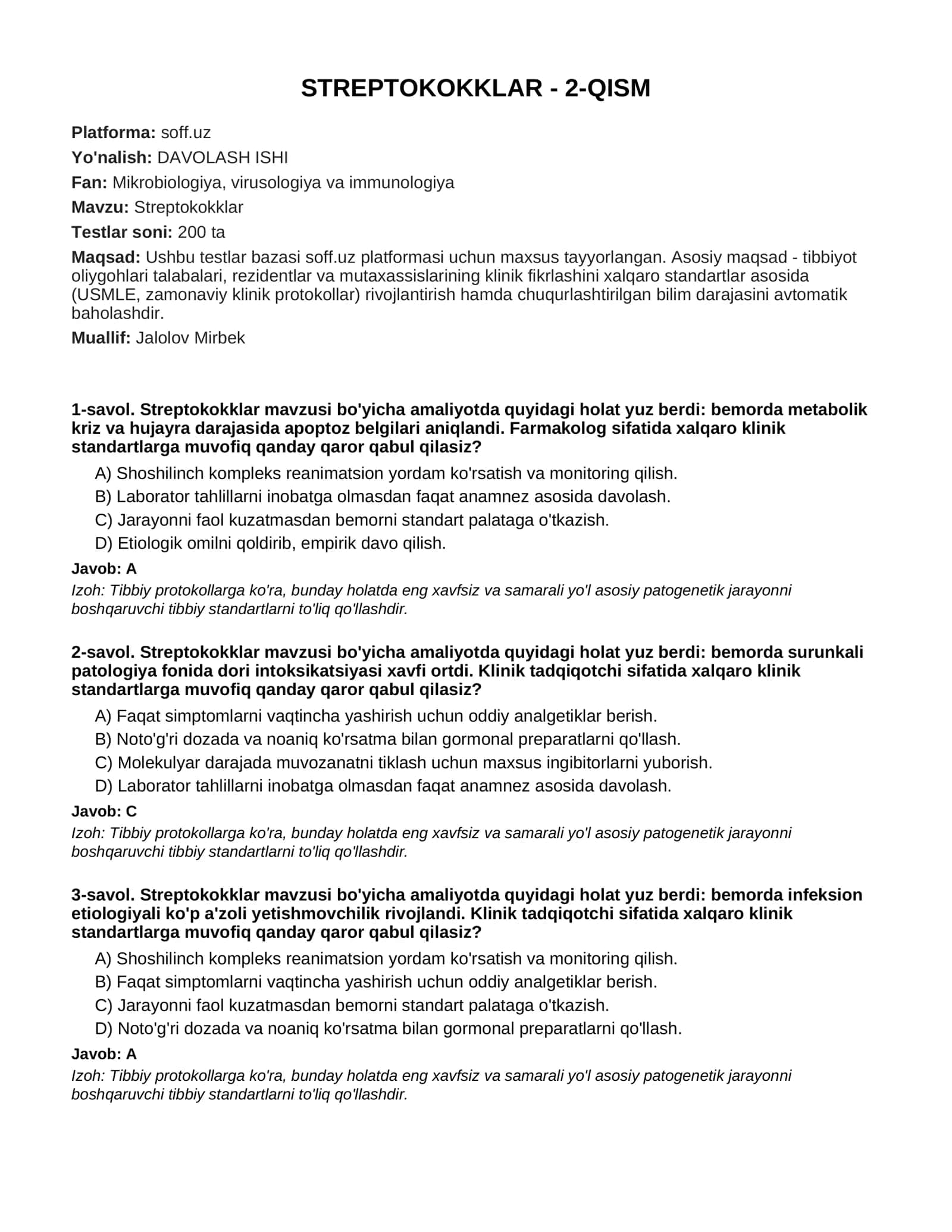 STREPTOKOKKLAR - 2-QISM