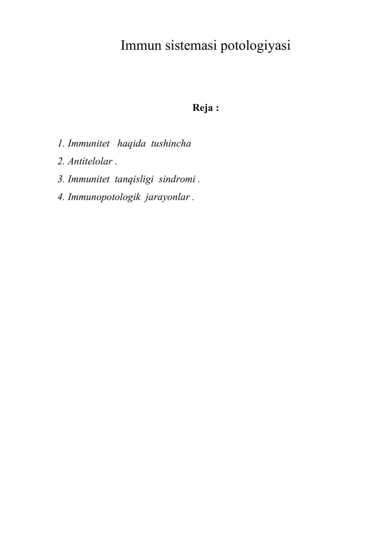 Immun sistemasi potologiyasi