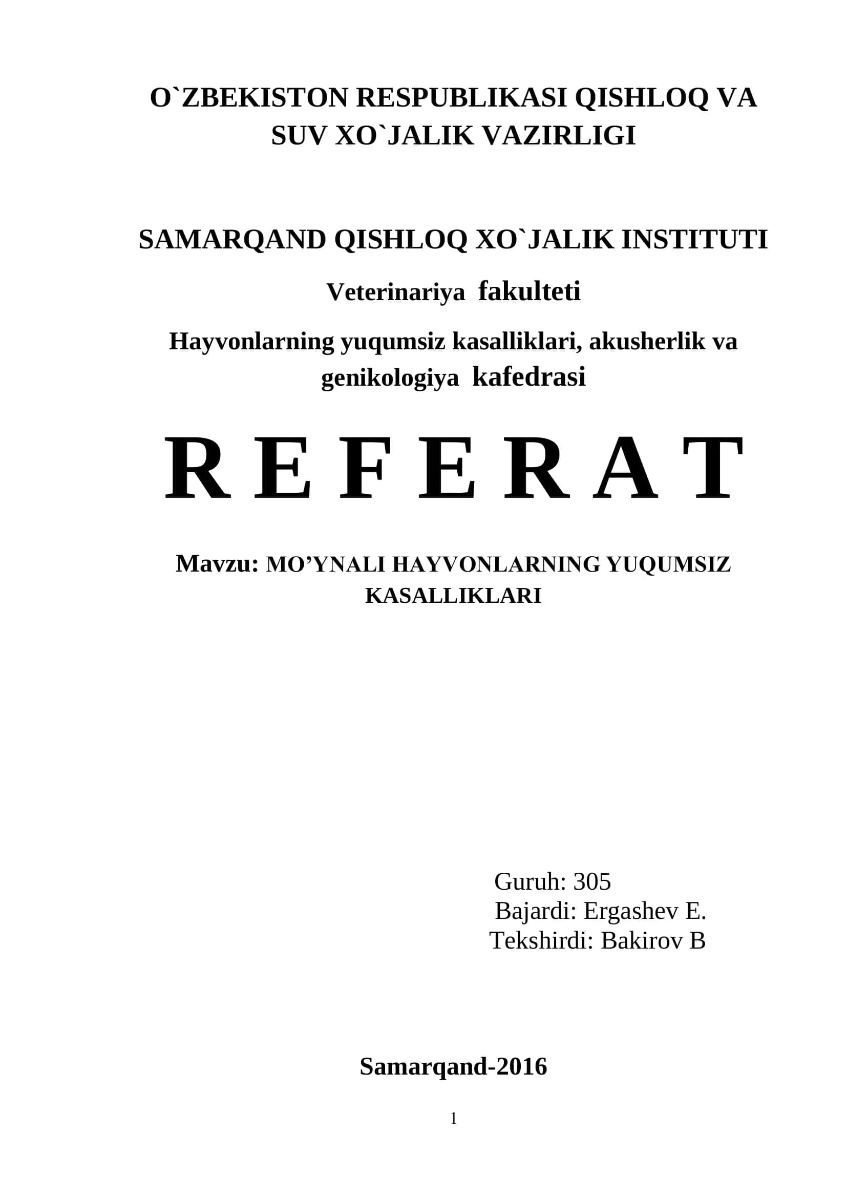 MO’YNALI HAYVONLARNING YUQUMSIZ KASALLIKLARI