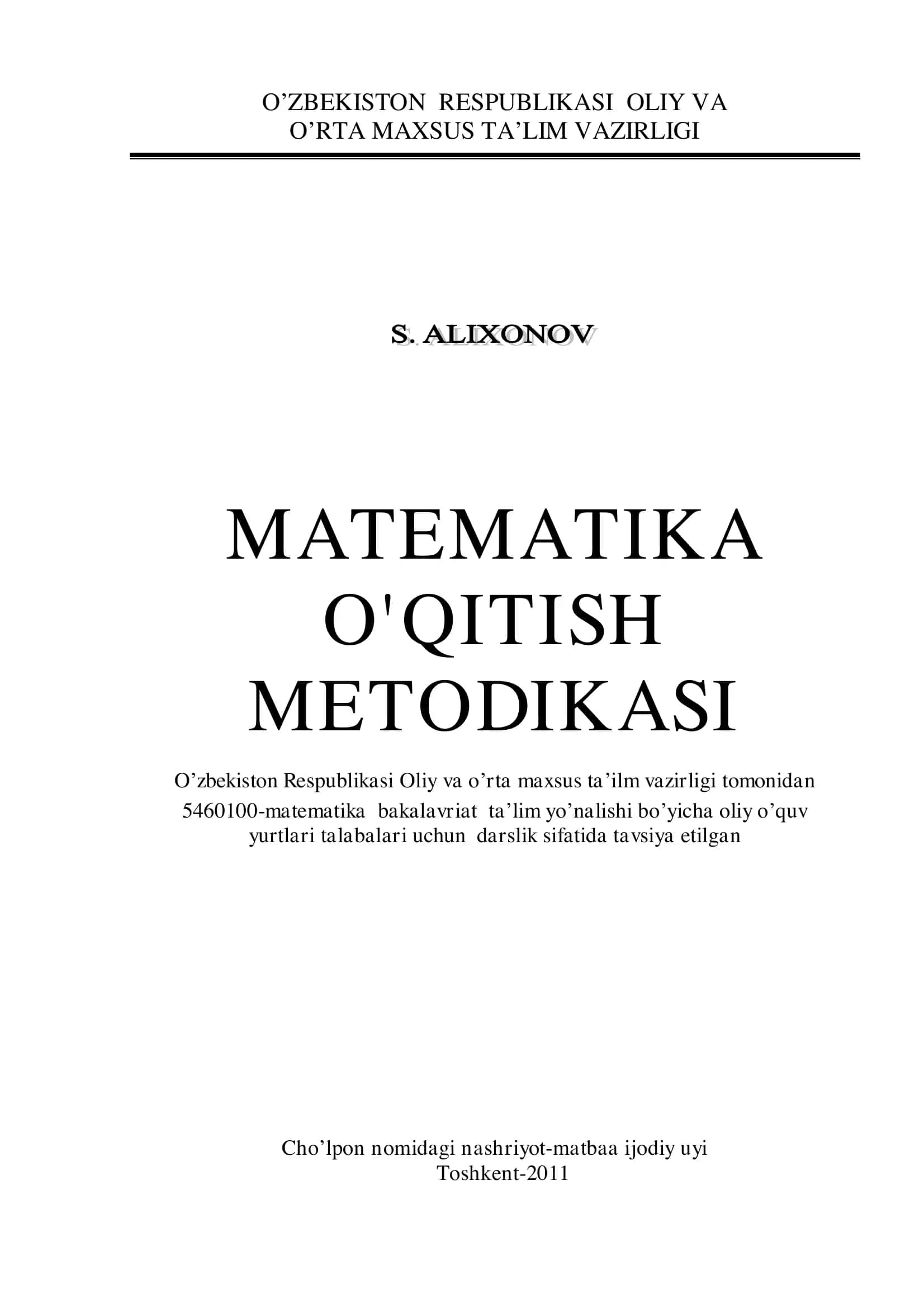 Matematika o’qitish metodikasi