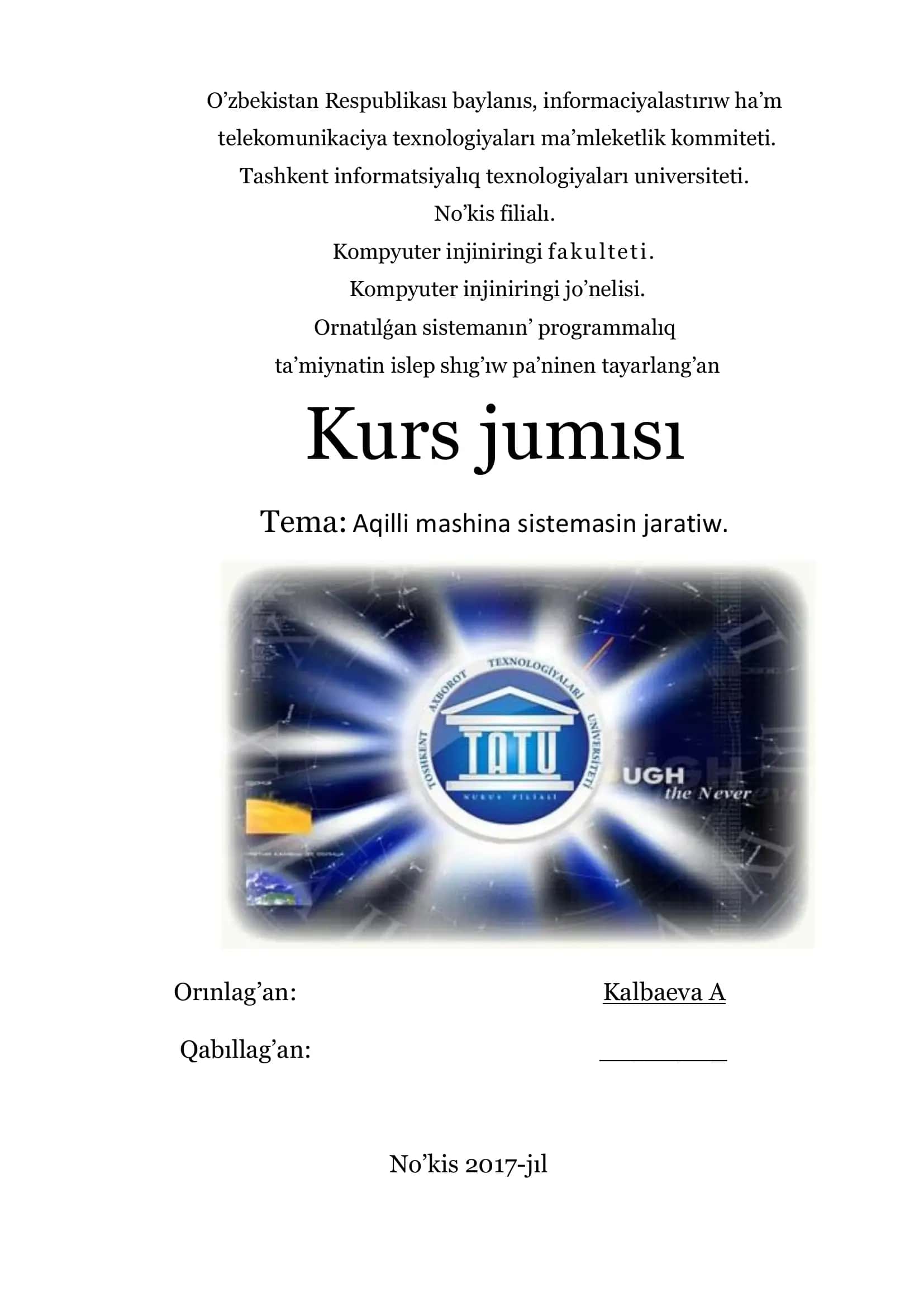 Kompyuter injiniringi fakulteti kurs ishi