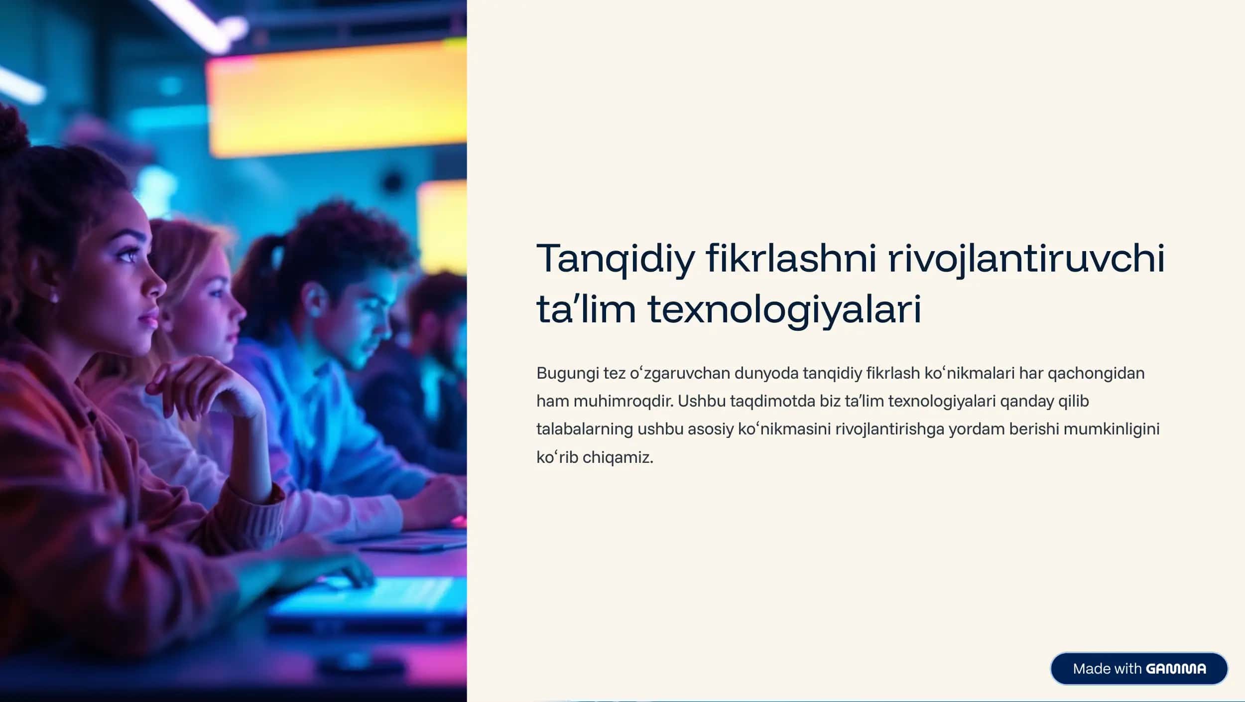 Tanqidiy fikrlashni rivojlantiruvchi ta¾lim texnologiyalari