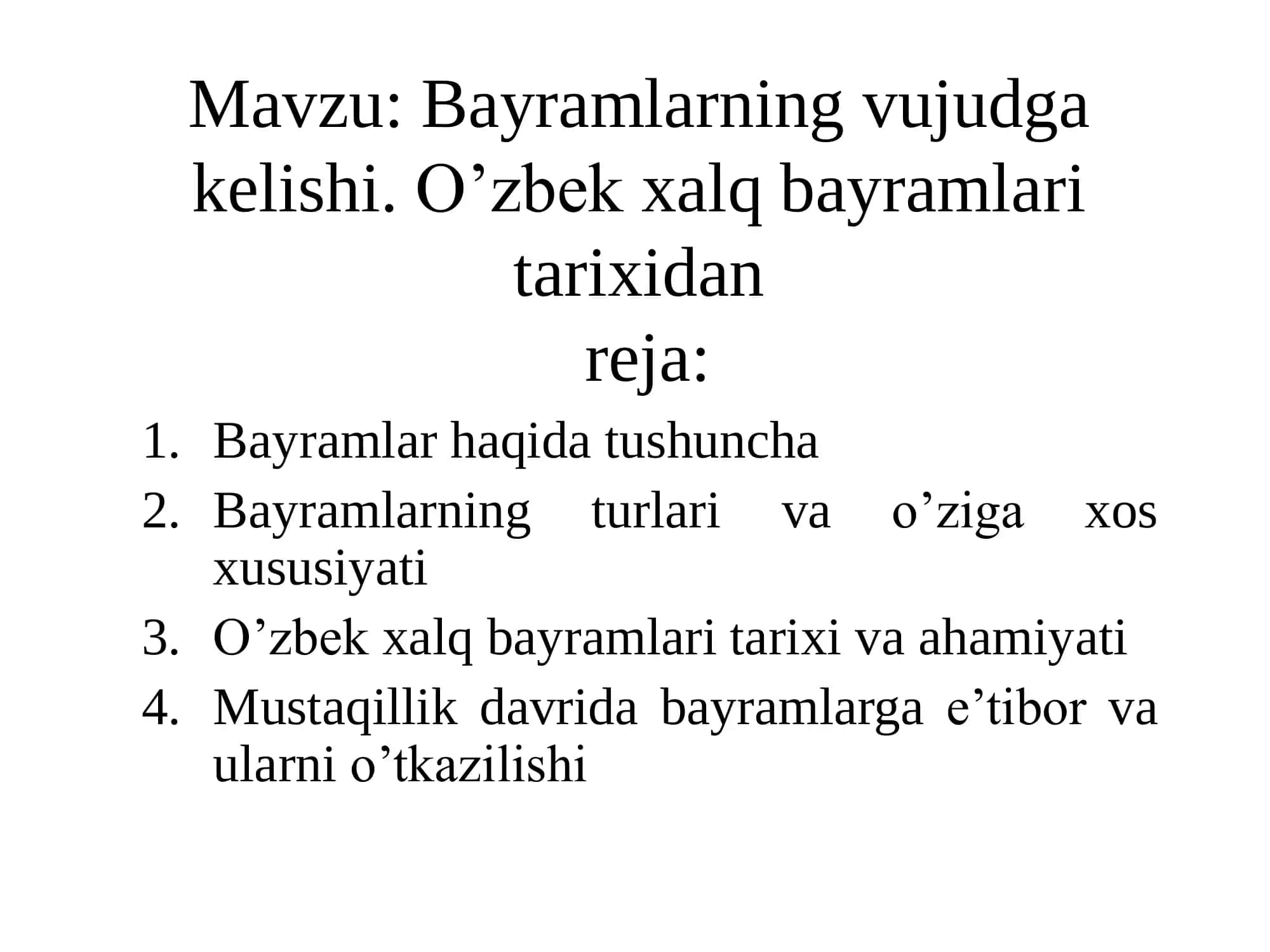 O'zbek xalq bayramlari tarixi va ahamiyati