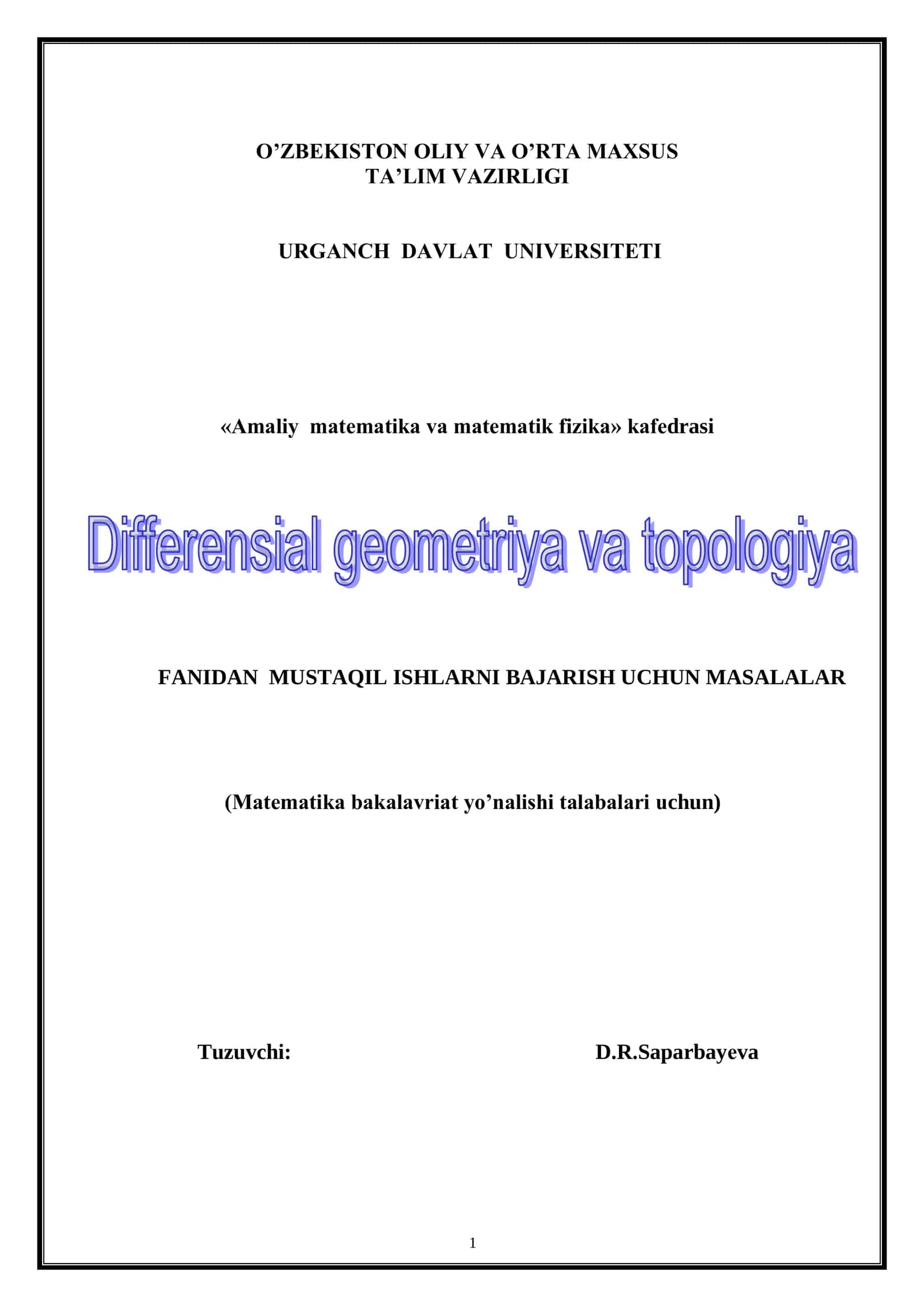Differensial geometriya va topologiya