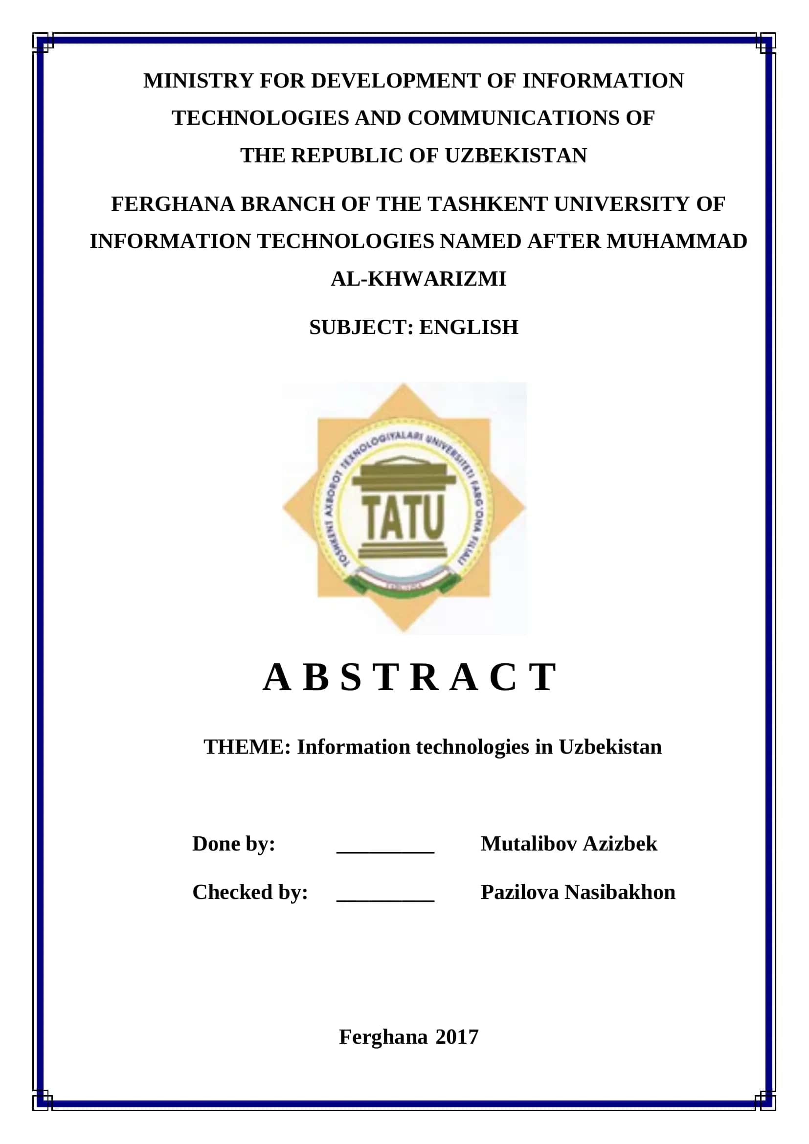 INFORMATION TECHNOLOGIES IN UZBEKISTAN