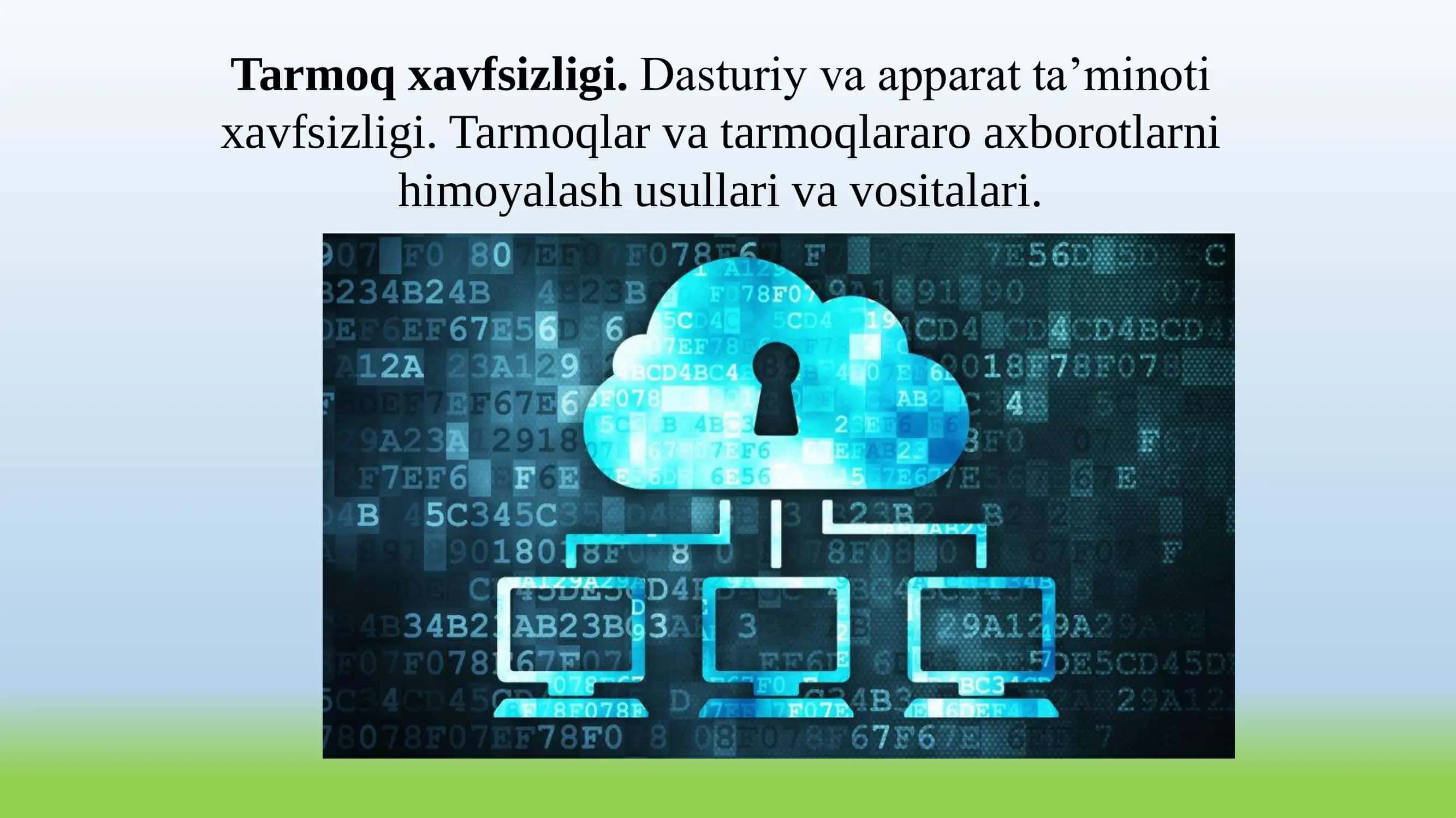 Tarmoq xavfsizligi. Dasturiy va apparat ta’minoti