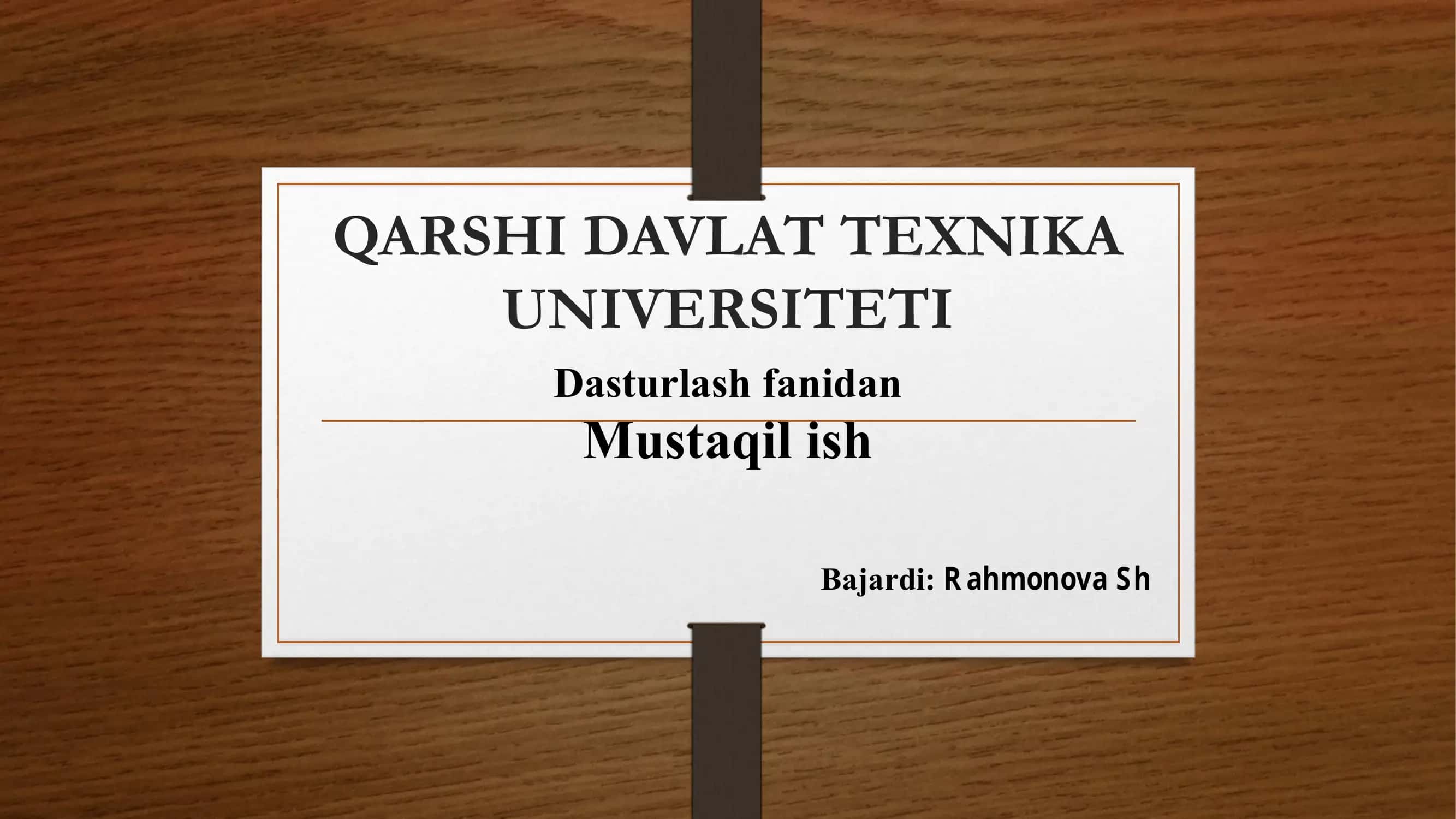Standart komponentalar 2.Additional, System komponentalari 3.Visual C++ muhitida muloqot oynalari va ularni sozlash, boshqarish elementlari.