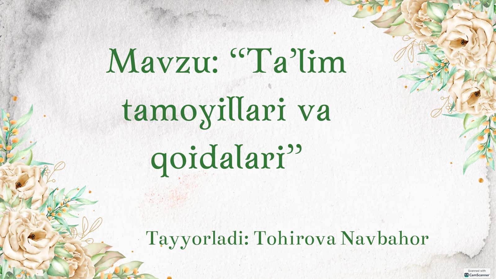 Ta’lim tamoyillari va qoidalari