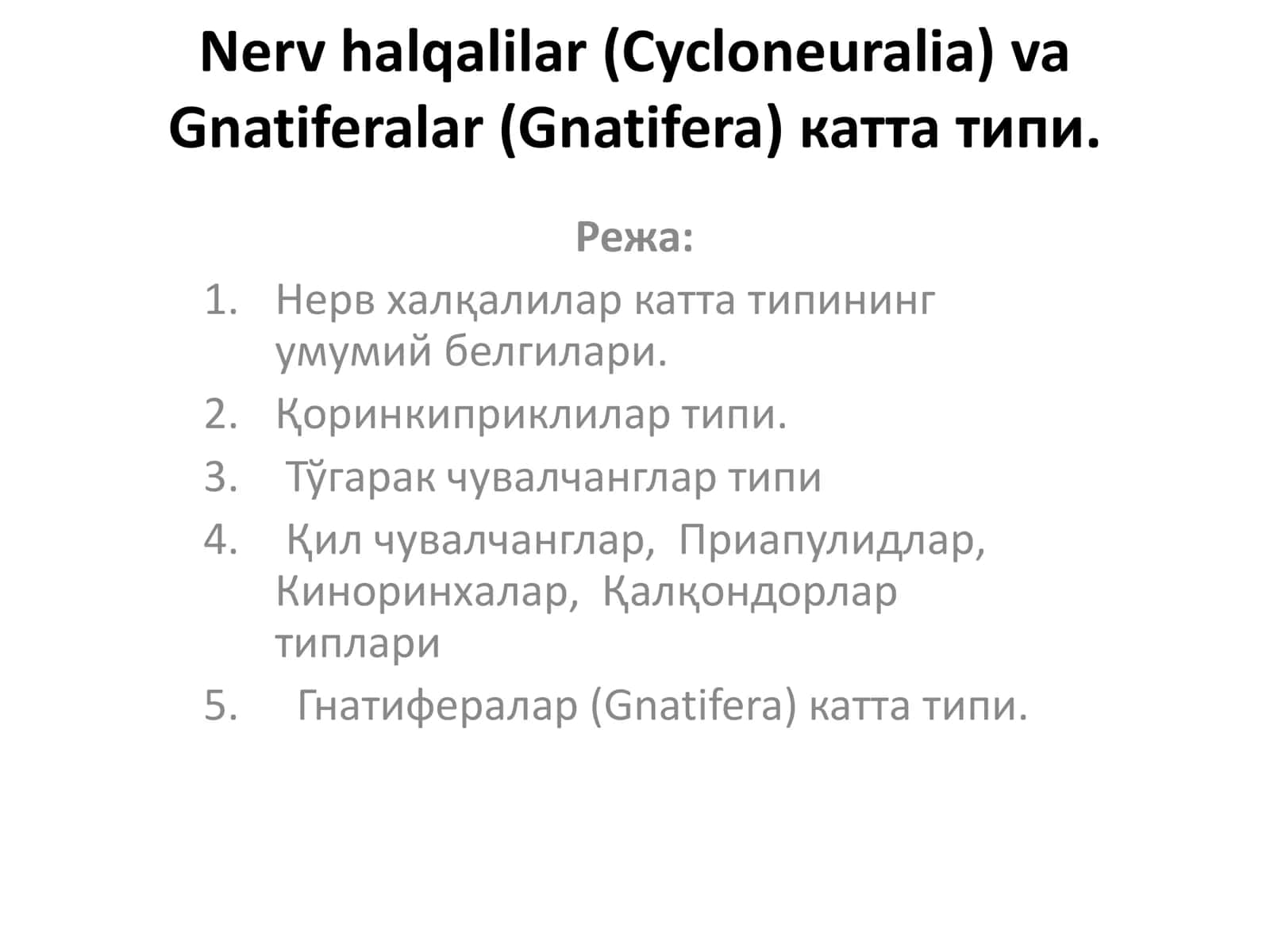 Nerv halqalililar va Gnatiferalar