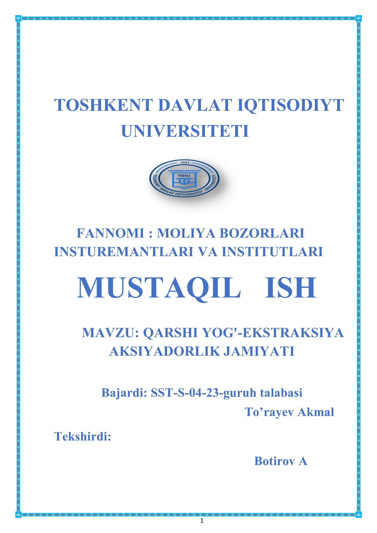 QARSHI YOG'-EKSTRAKSIYA AKSIYADORLIK JAMIYATI