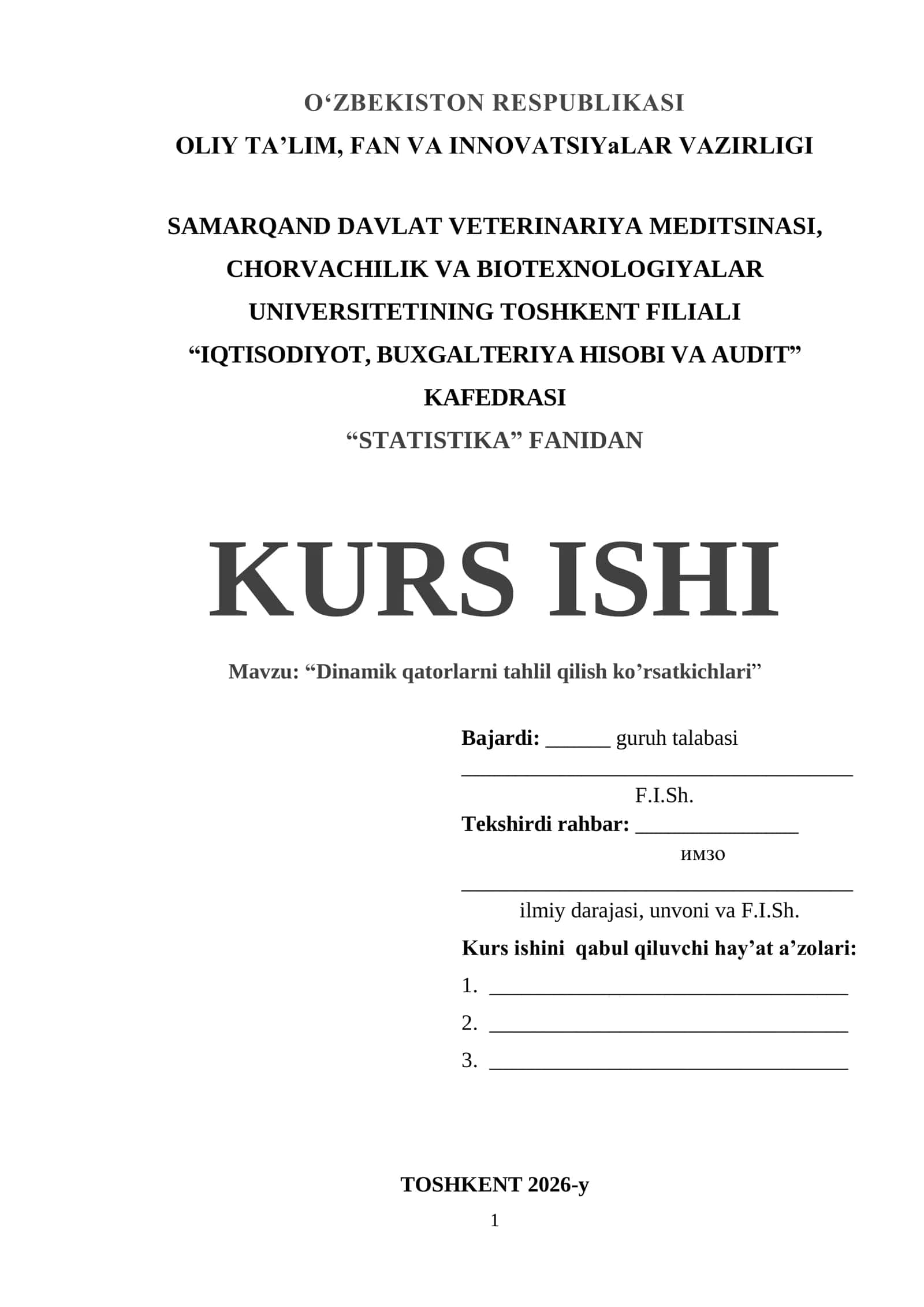 Dinamika qatorlarini tahlil qilish koʻrsatkichlari