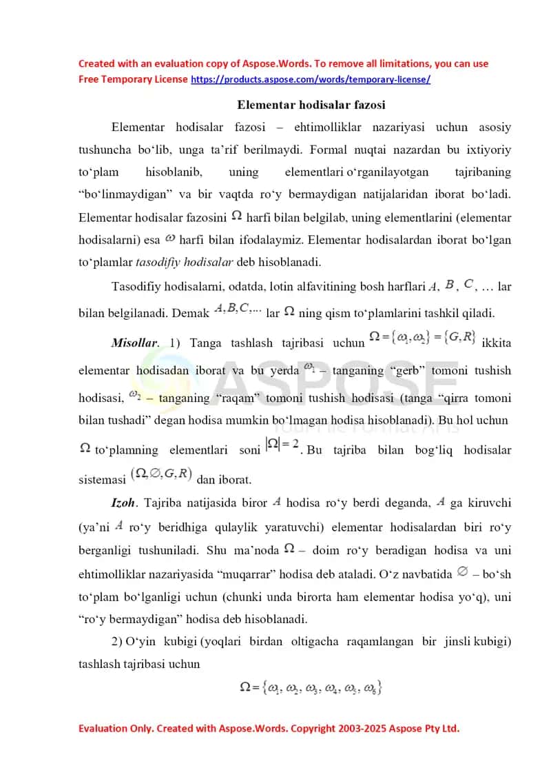 Elementar hodisalar fazosi