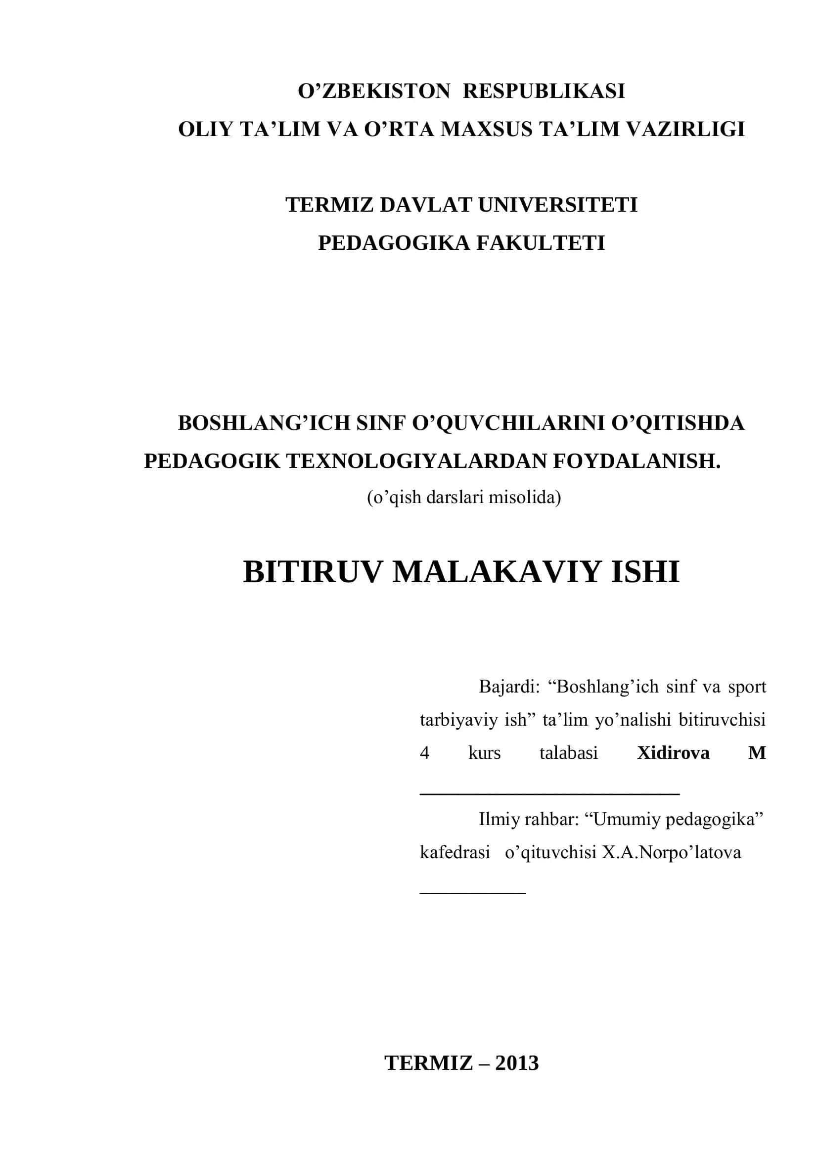 Pedagogik Texnologiyalar