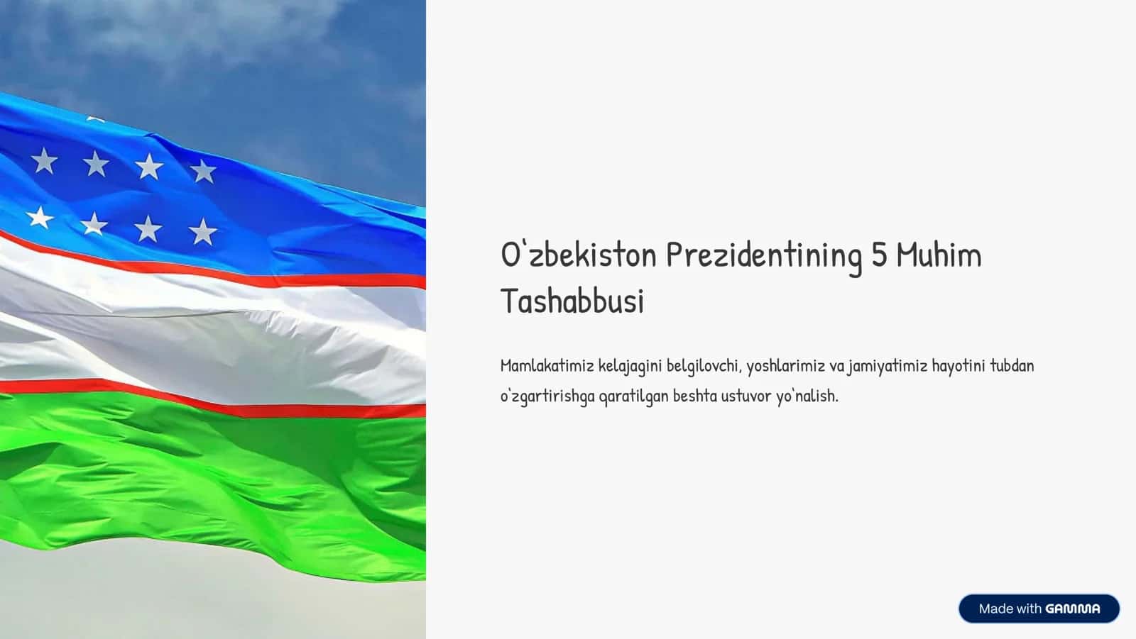 O8zbekiston Prezidentining 5 Muhim Tashabbusi