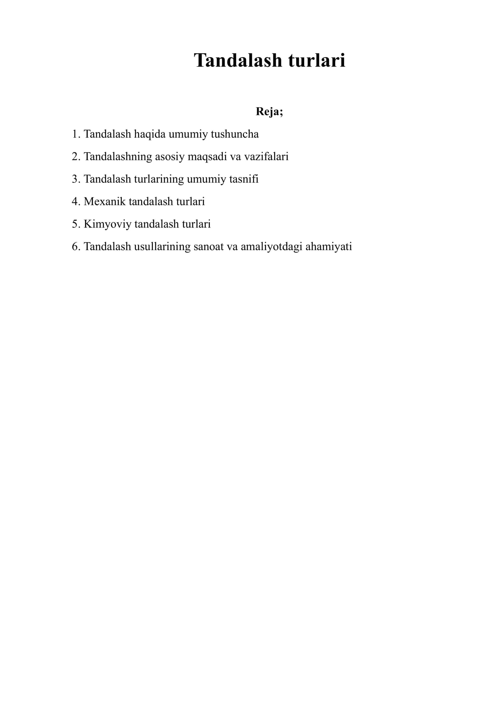 Tandalash turlari