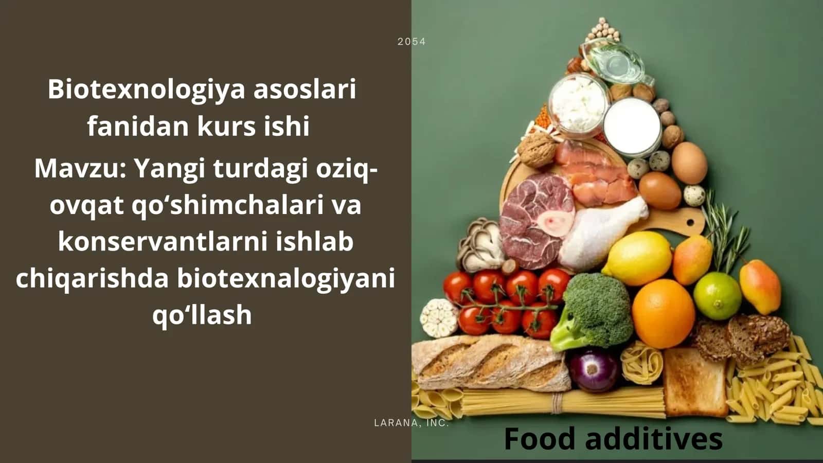 yangi turdagi oziq-ovqat texnologiyalari va ularni konservantlash