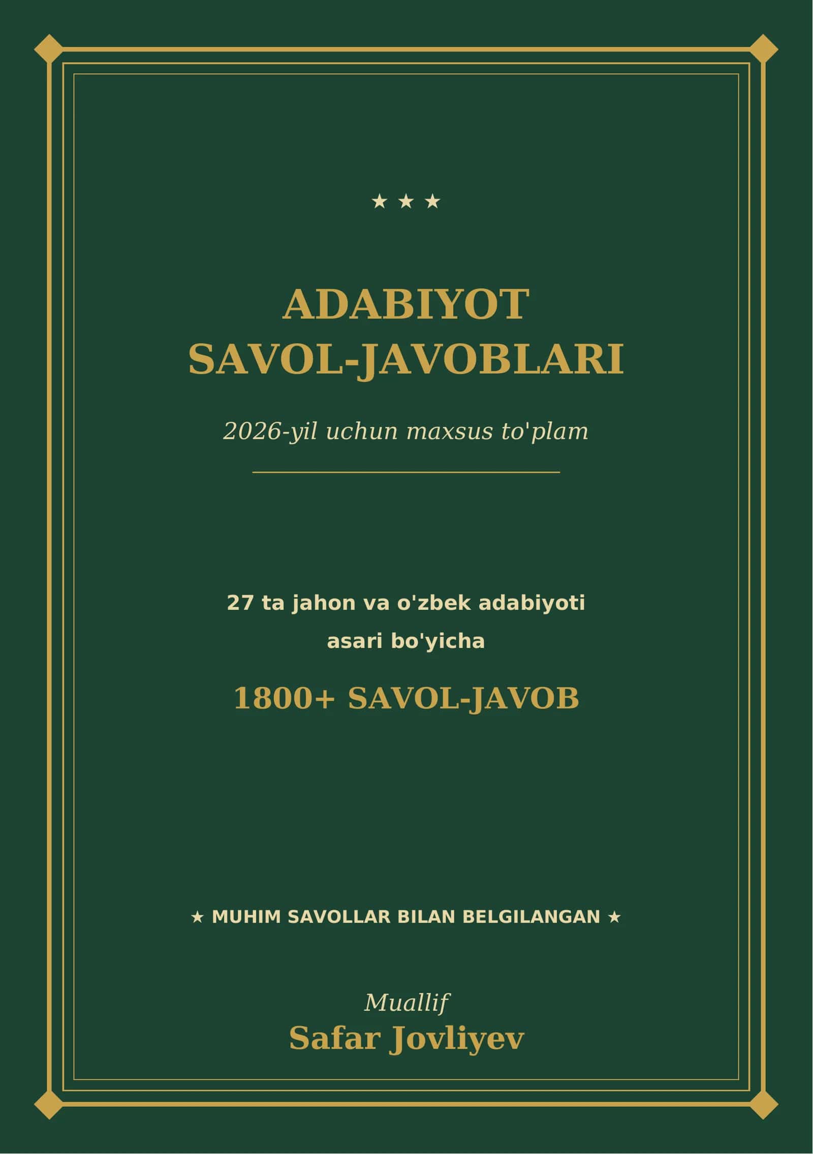 ADABIYOT SAVOL-JAVOBLARI