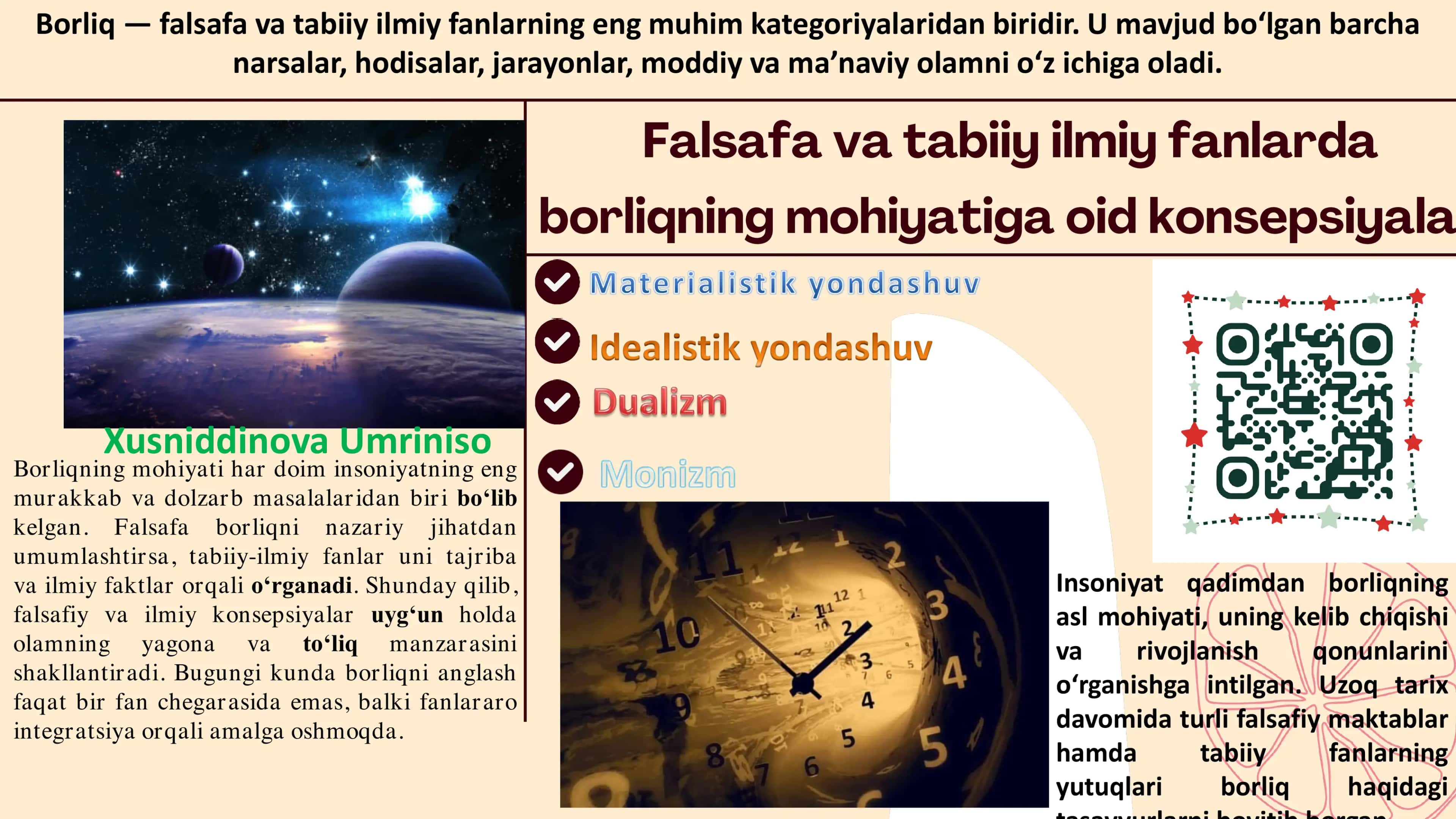Borliq falsafasi va tabiiy ilmiy fanlar