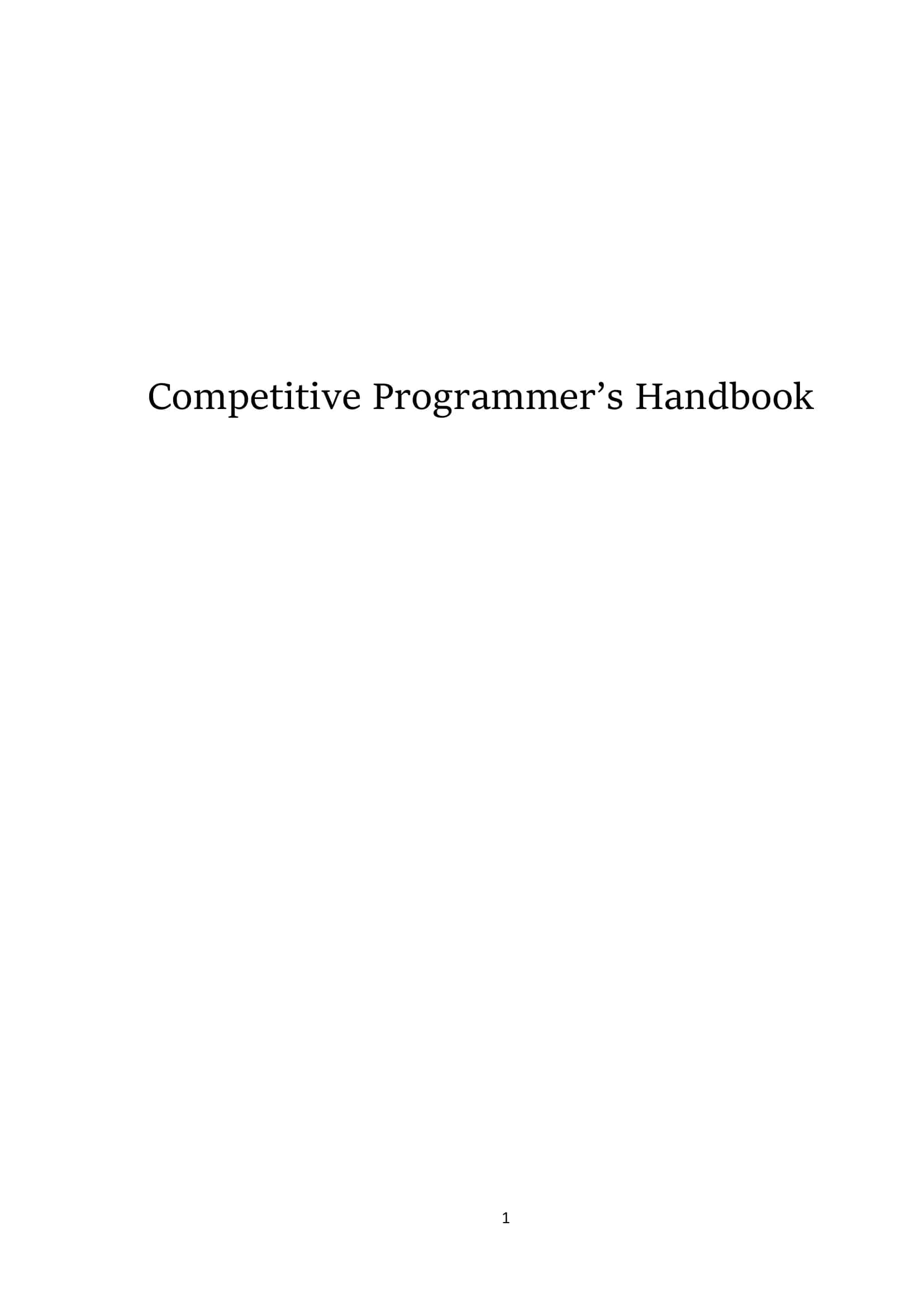 Competitive Programmer’s Handbook