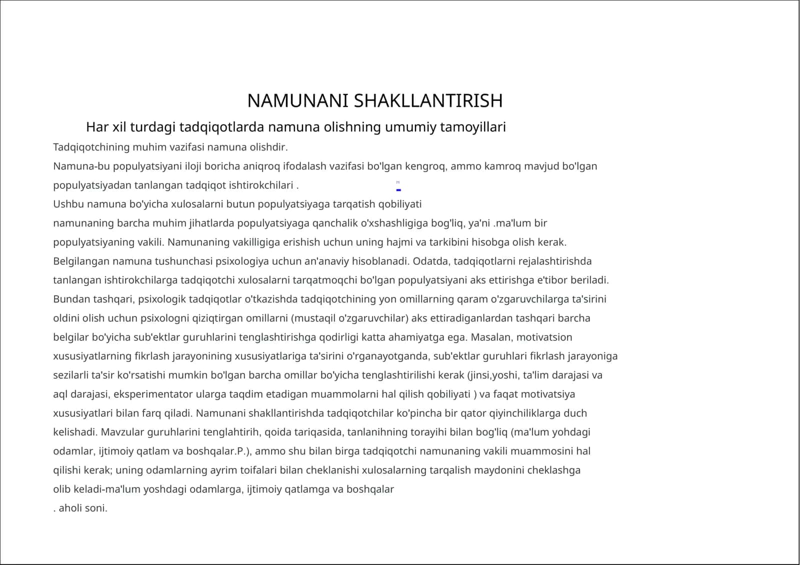Namunani Shakllantirish