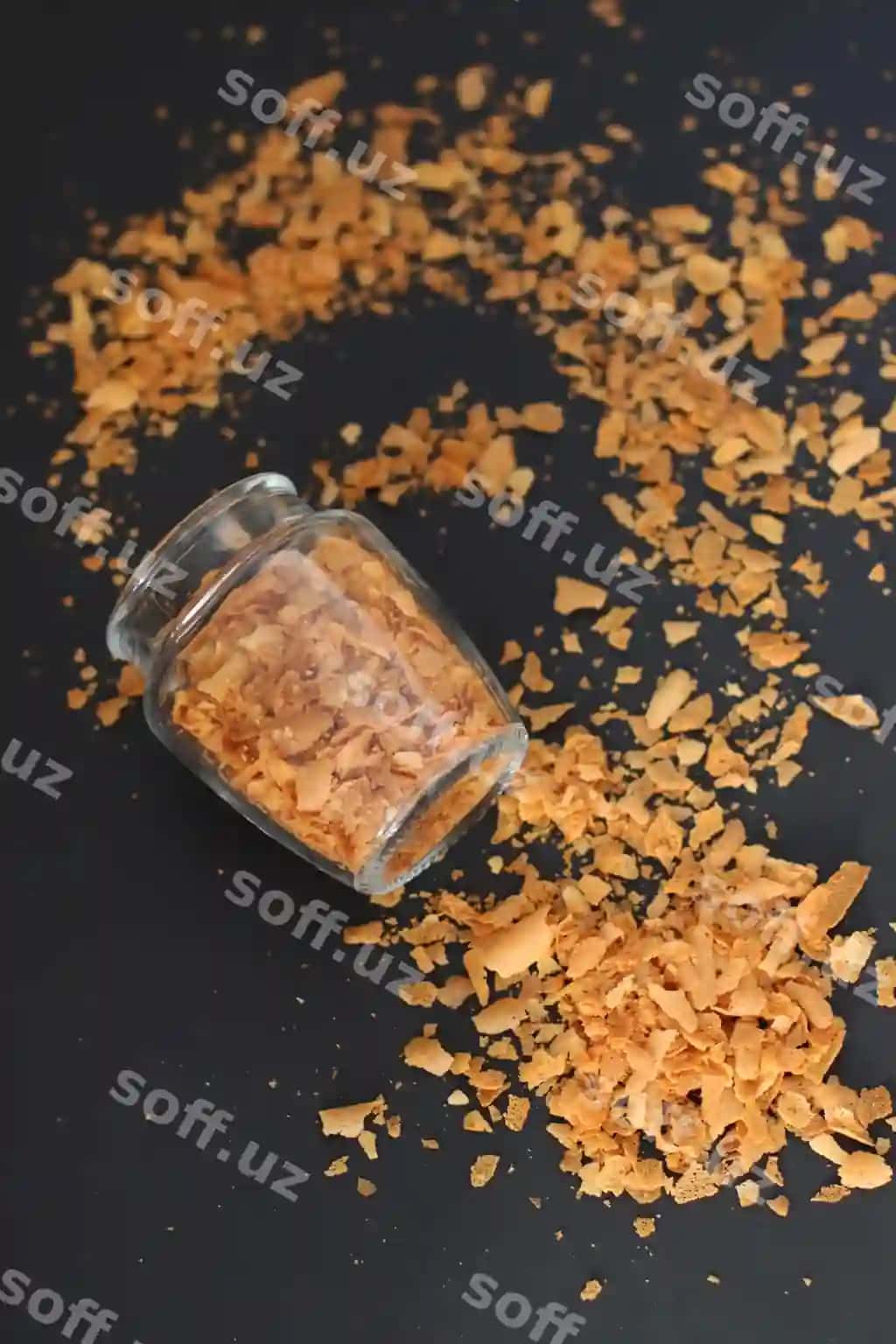 Qora stakan qoshiqdan vafli churiq chiqadi | Waffle crumb out glass jar black